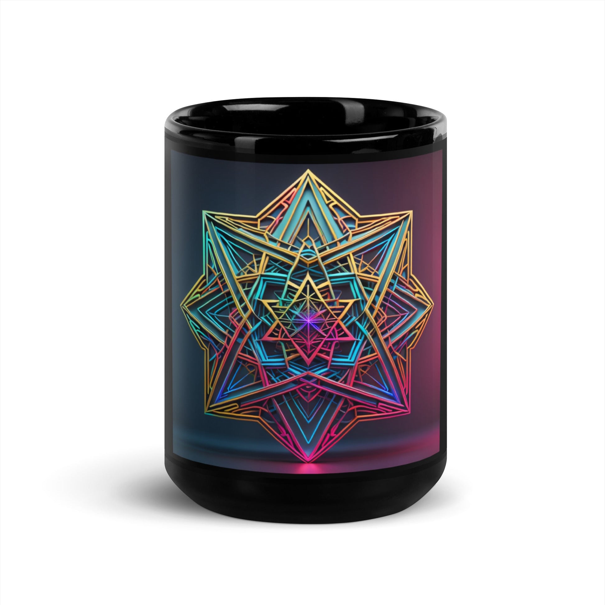 Futuristic Shine | Star of David | Black Glossy Mug