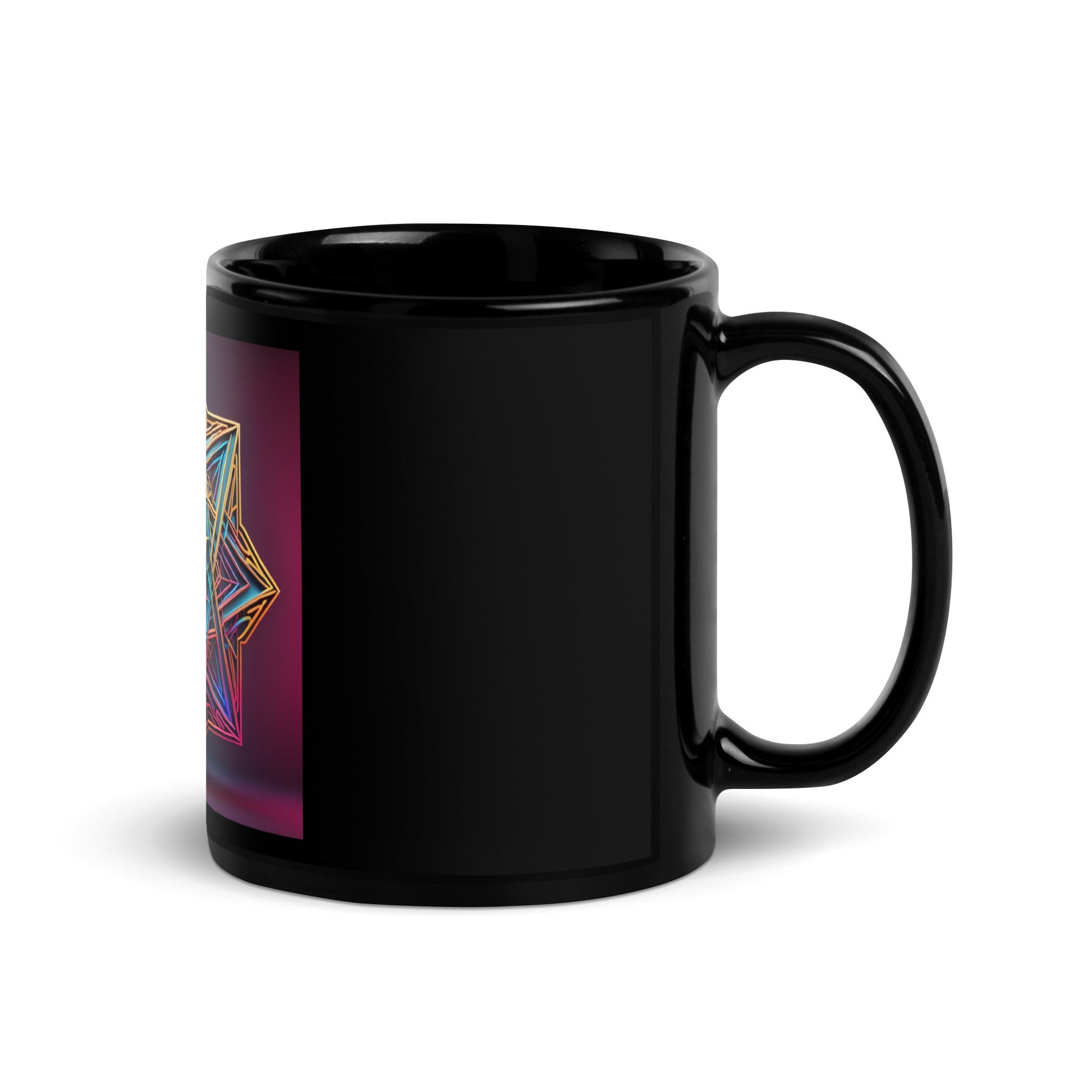 Futuristic Shine | Star of David | Black Glossy Mug