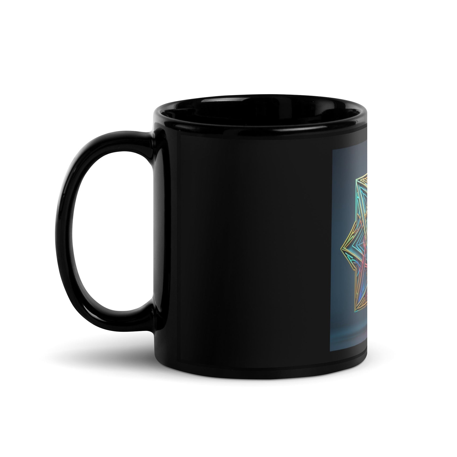 Futuristic Shine | Star of David | Black Glossy Mug