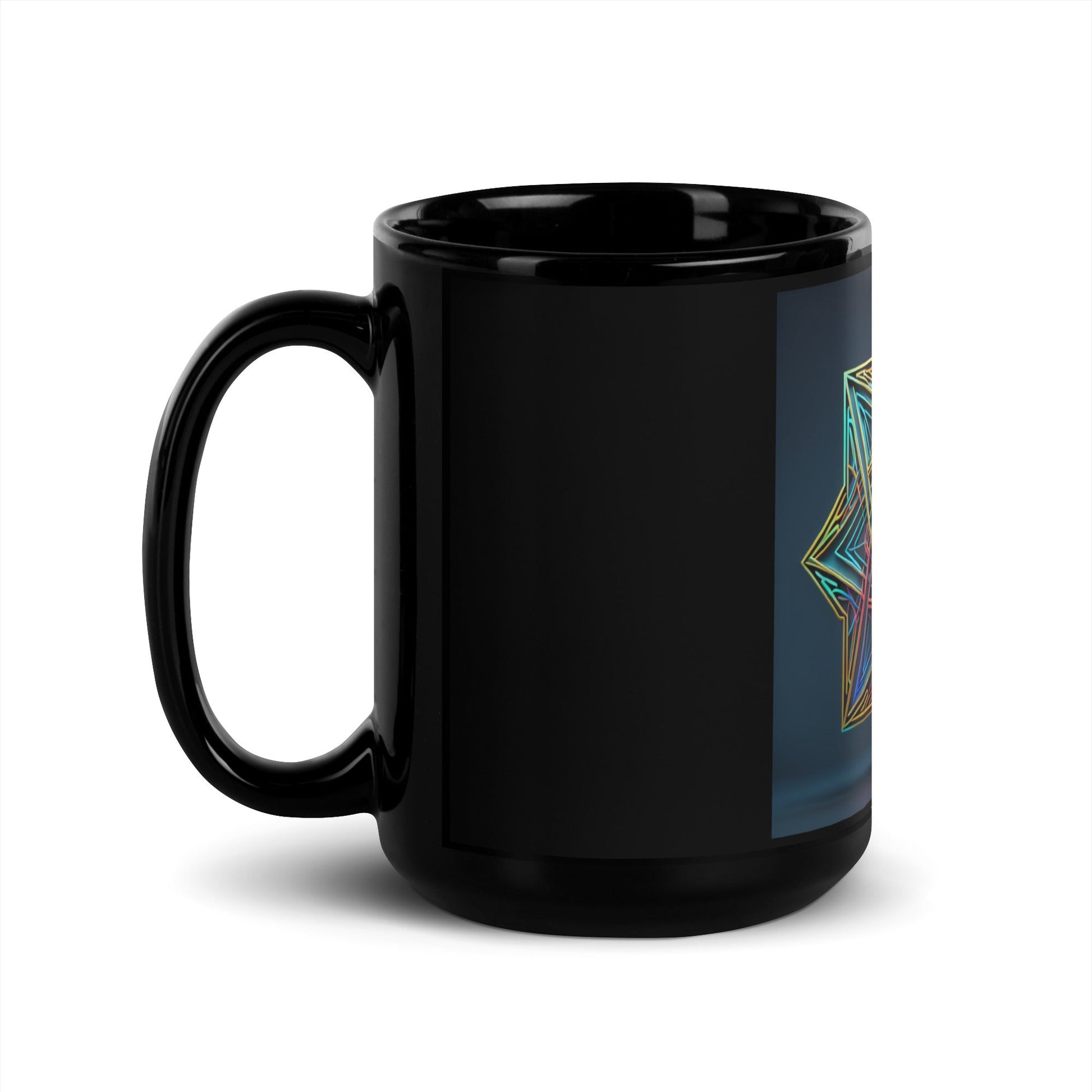 Futuristic Shine | Star of David | Black Glossy Mug