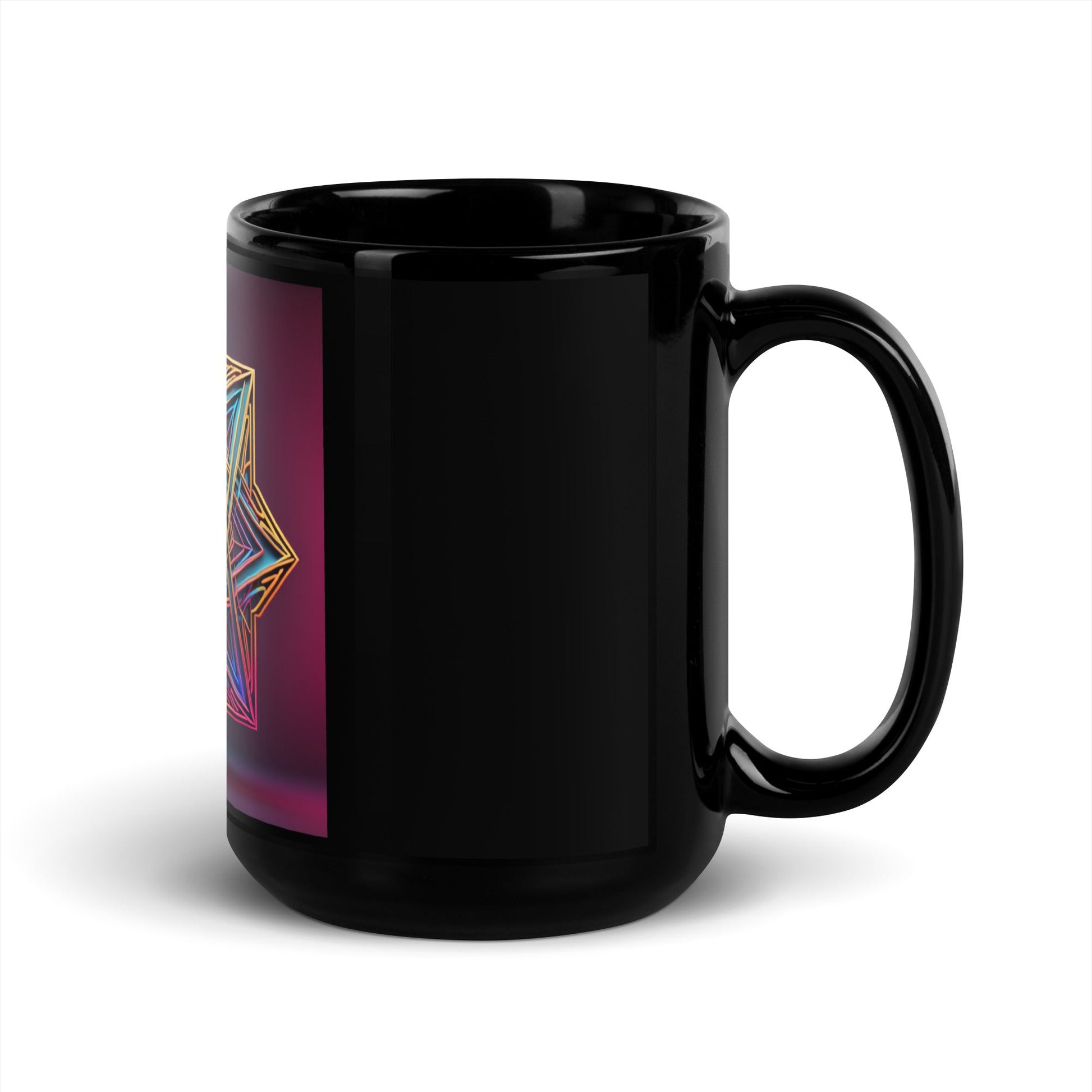 Futuristic Shine | Star of David | Black Glossy Mug