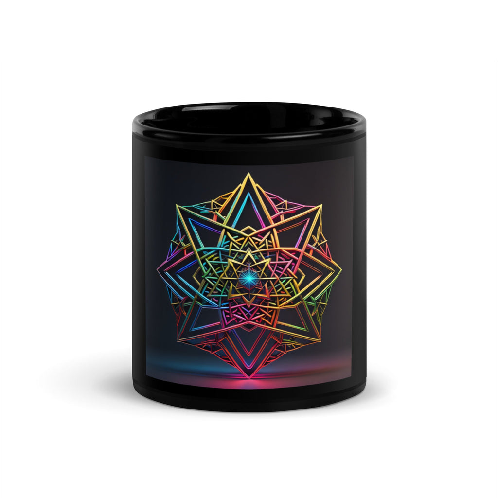 Futuristic Shine | Star of David | Black Glossy Mug