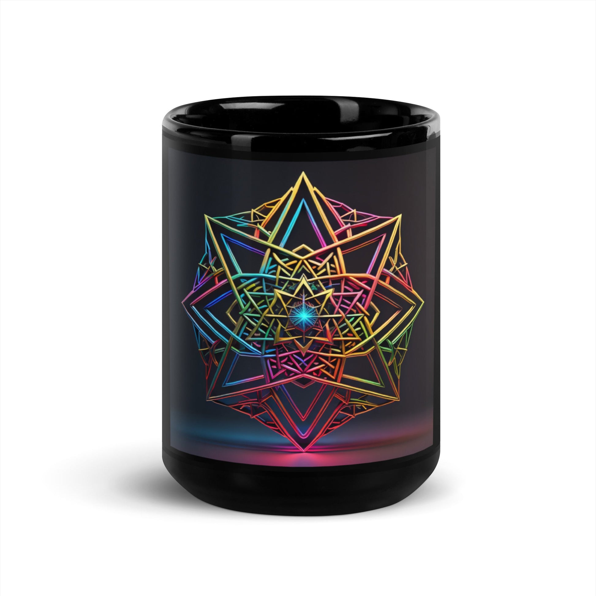 Futuristic Shine | Star of David | Black Glossy Mug