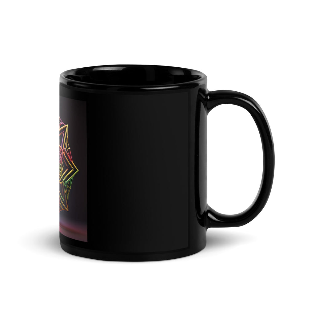 Futuristic Shine | Star of David | Black Glossy Mug