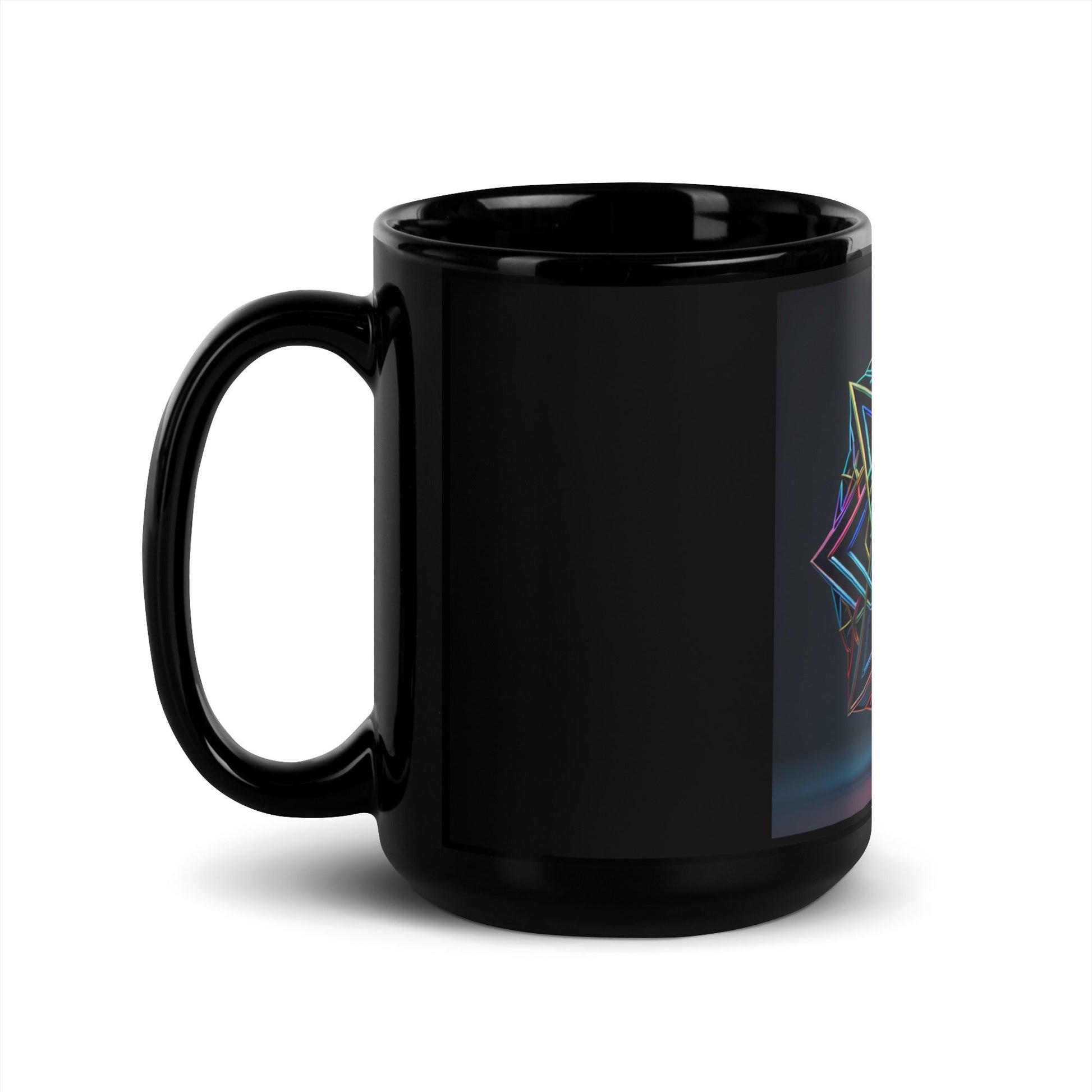 Futuristic Shine | Star of David | Black Glossy Mug
