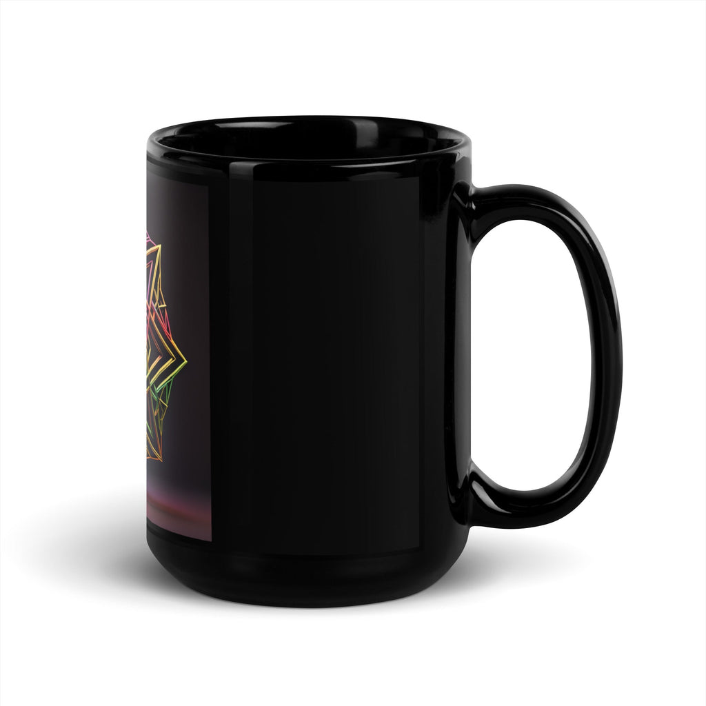 Futuristic Shine | Star of David | Black Glossy Mug