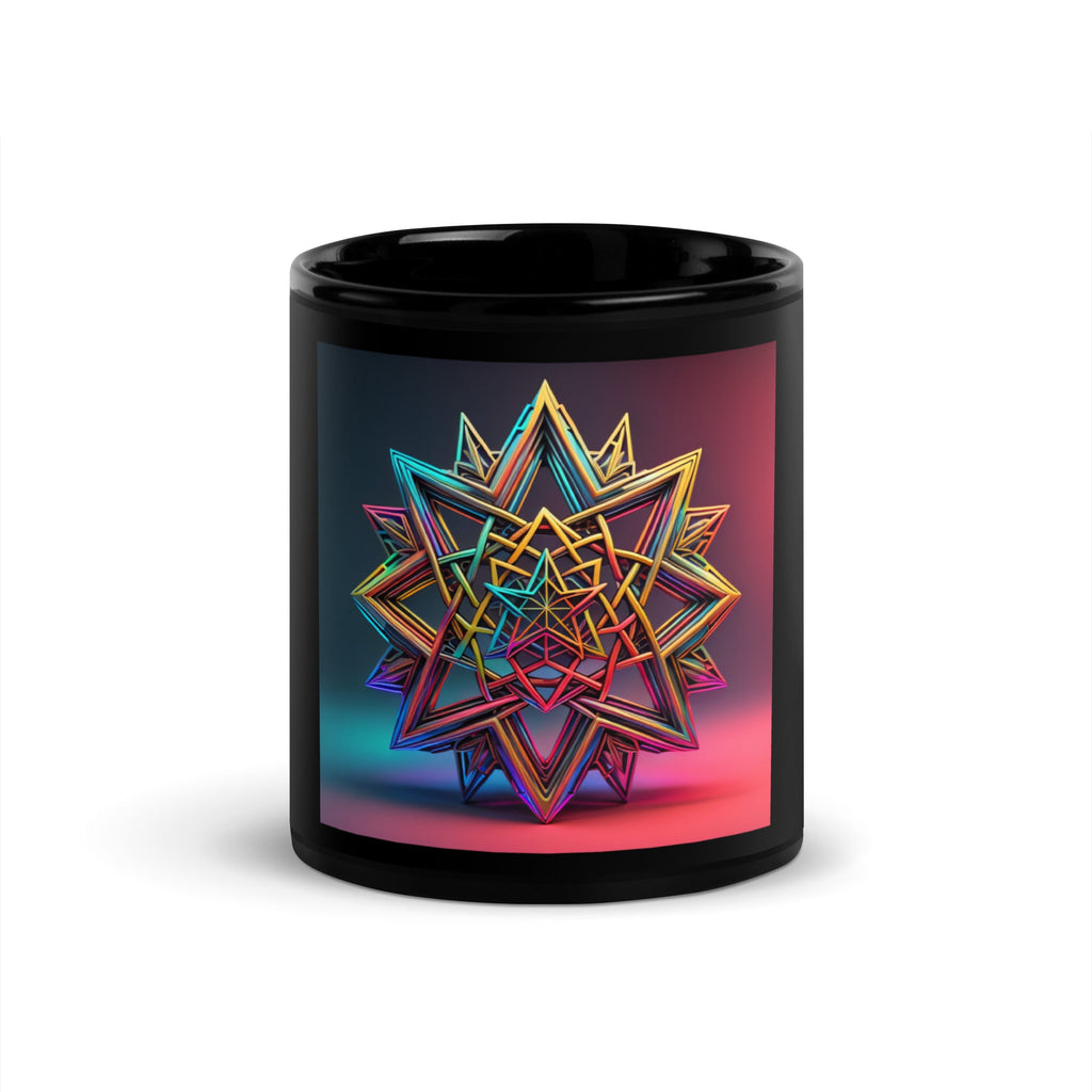 Futuristic Shine | Star of David | Black Glossy Mug