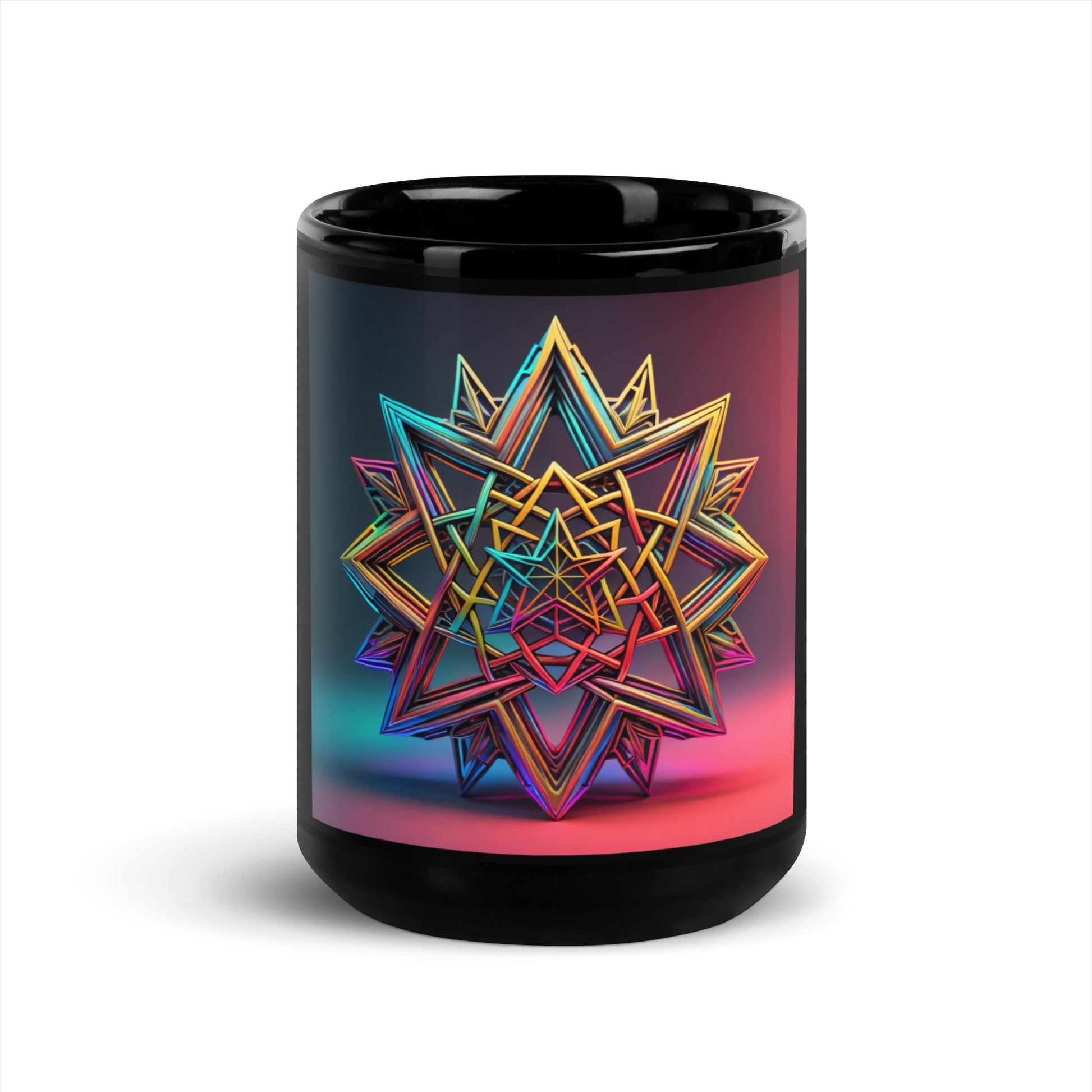Futuristic Shine | Star of David | Black Glossy Mug