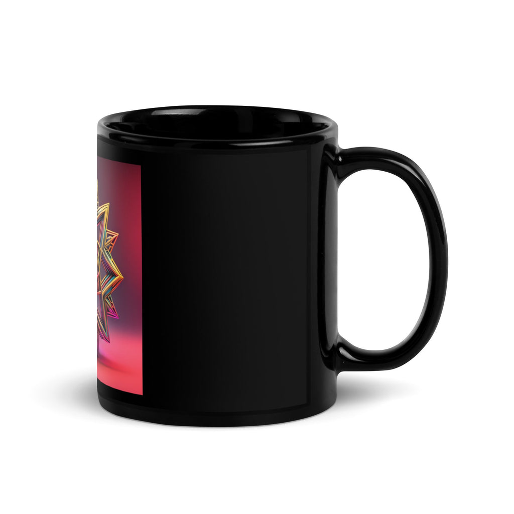 Futuristic Shine | Star of David | Black Glossy Mug