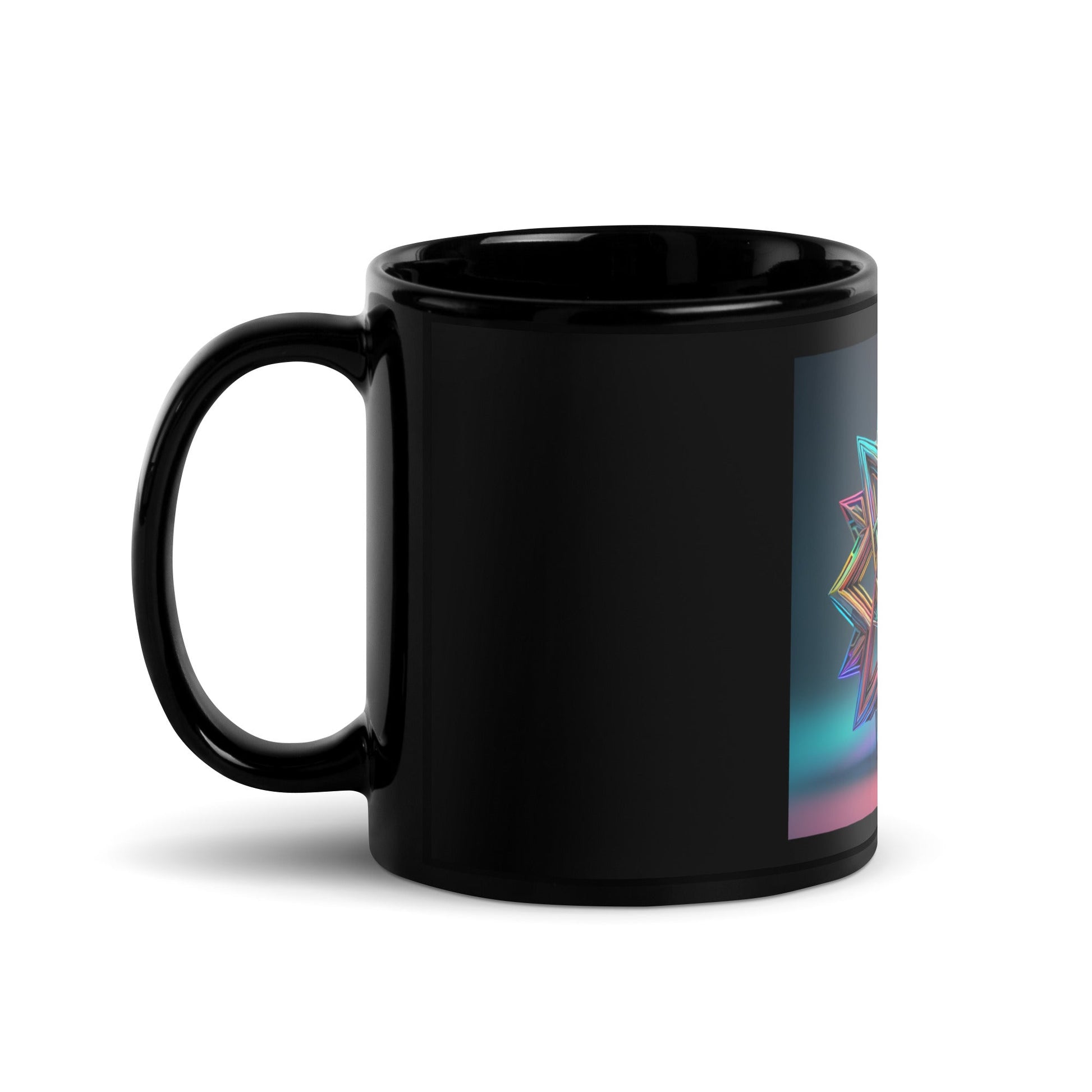 Futuristic Shine | Star of David | Black Glossy Mug
