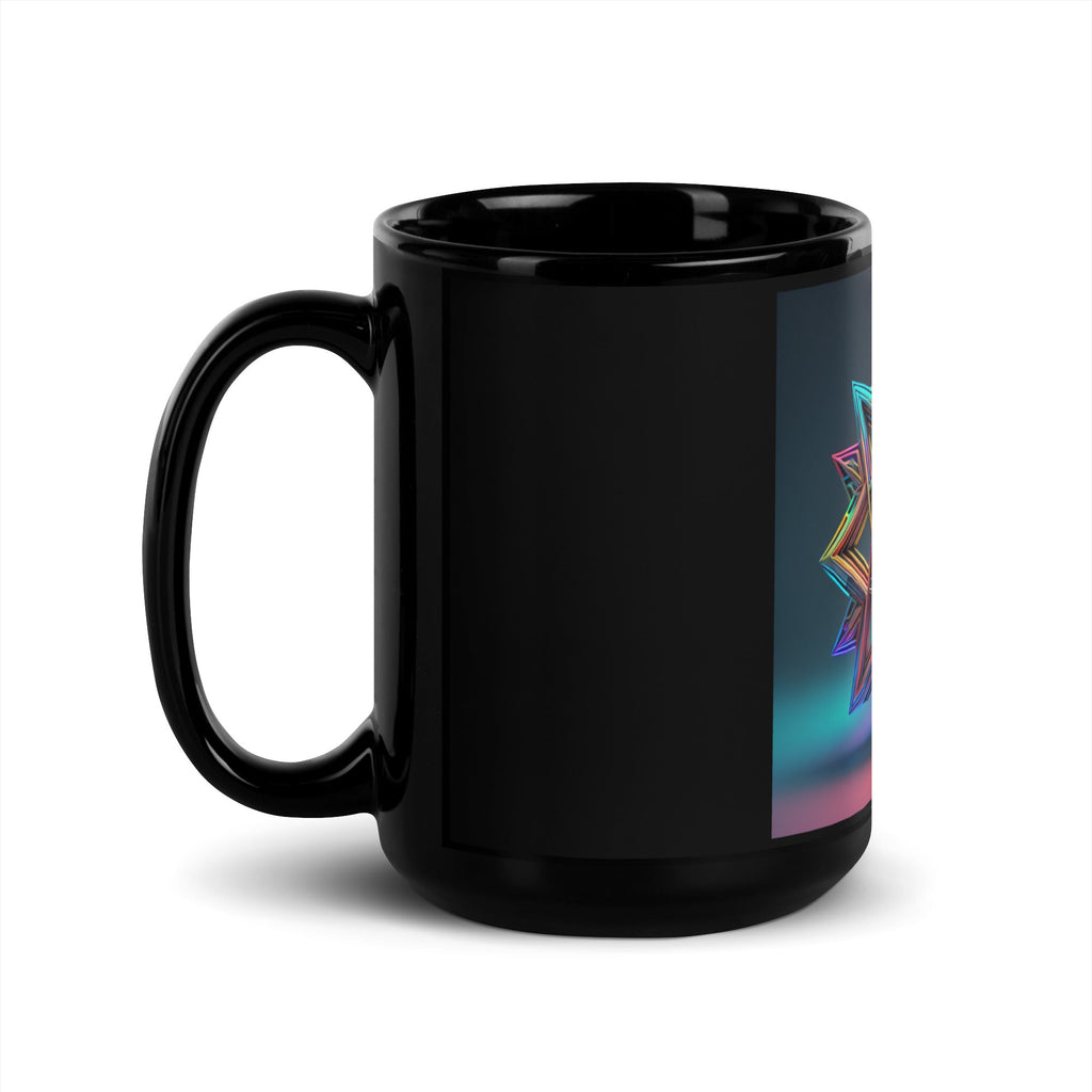 Futuristic Shine | Star of David | Black Glossy Mug