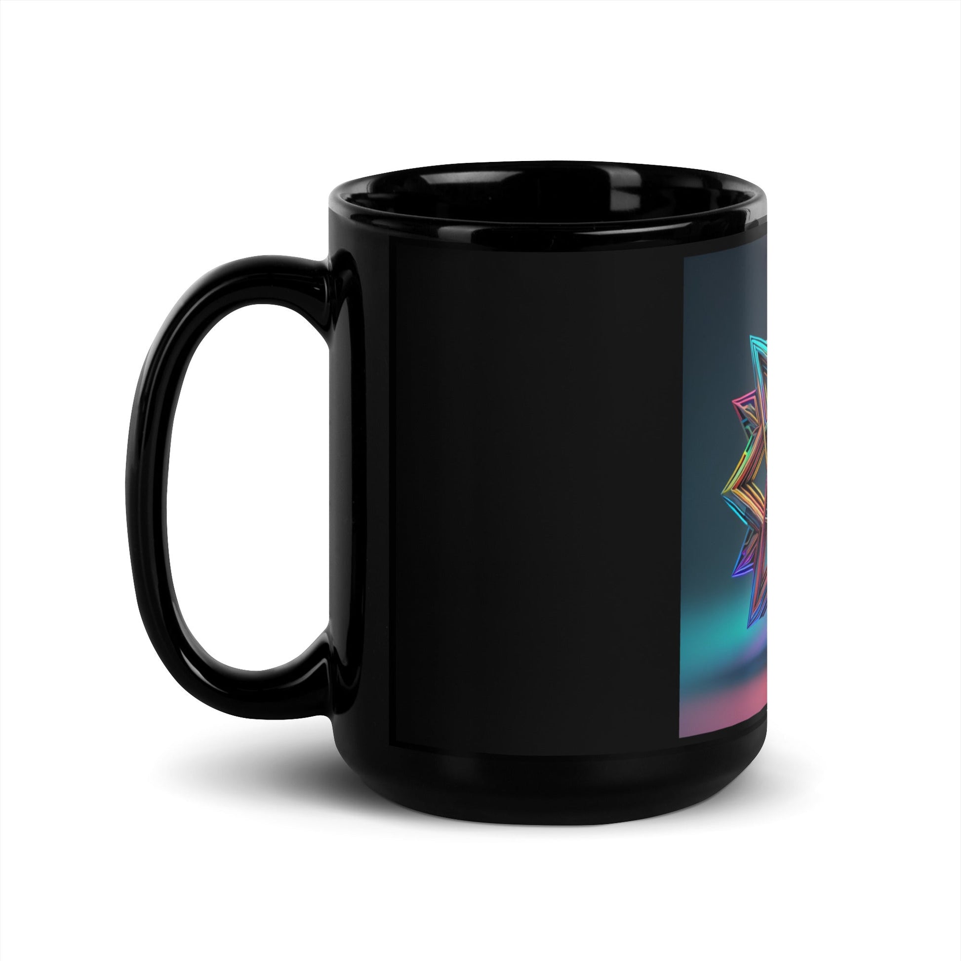 Futuristic Shine | Star of David | Black Glossy Mug