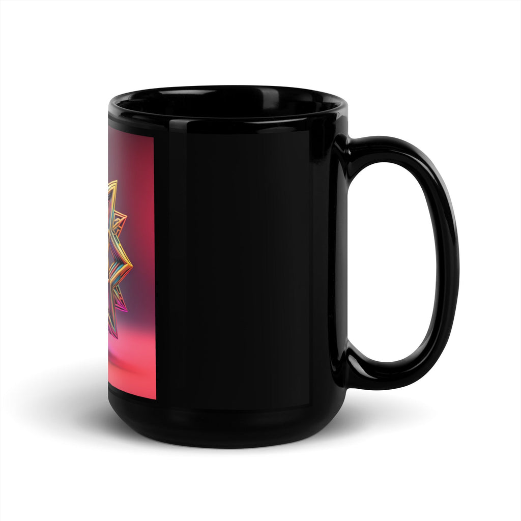 Futuristic Shine | Star of David | Black Glossy Mug