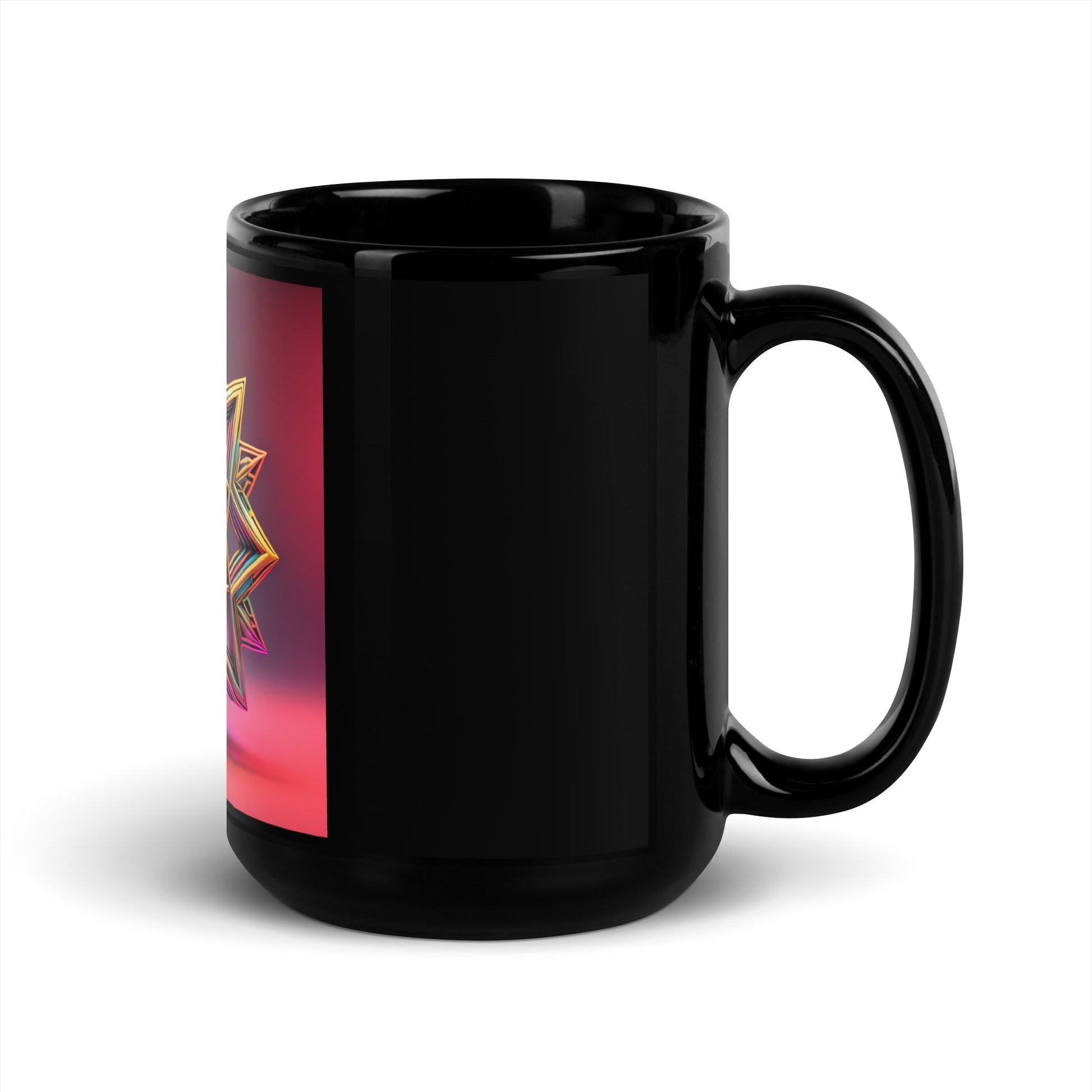 Futuristic Shine | Star of David | Black Glossy Mug