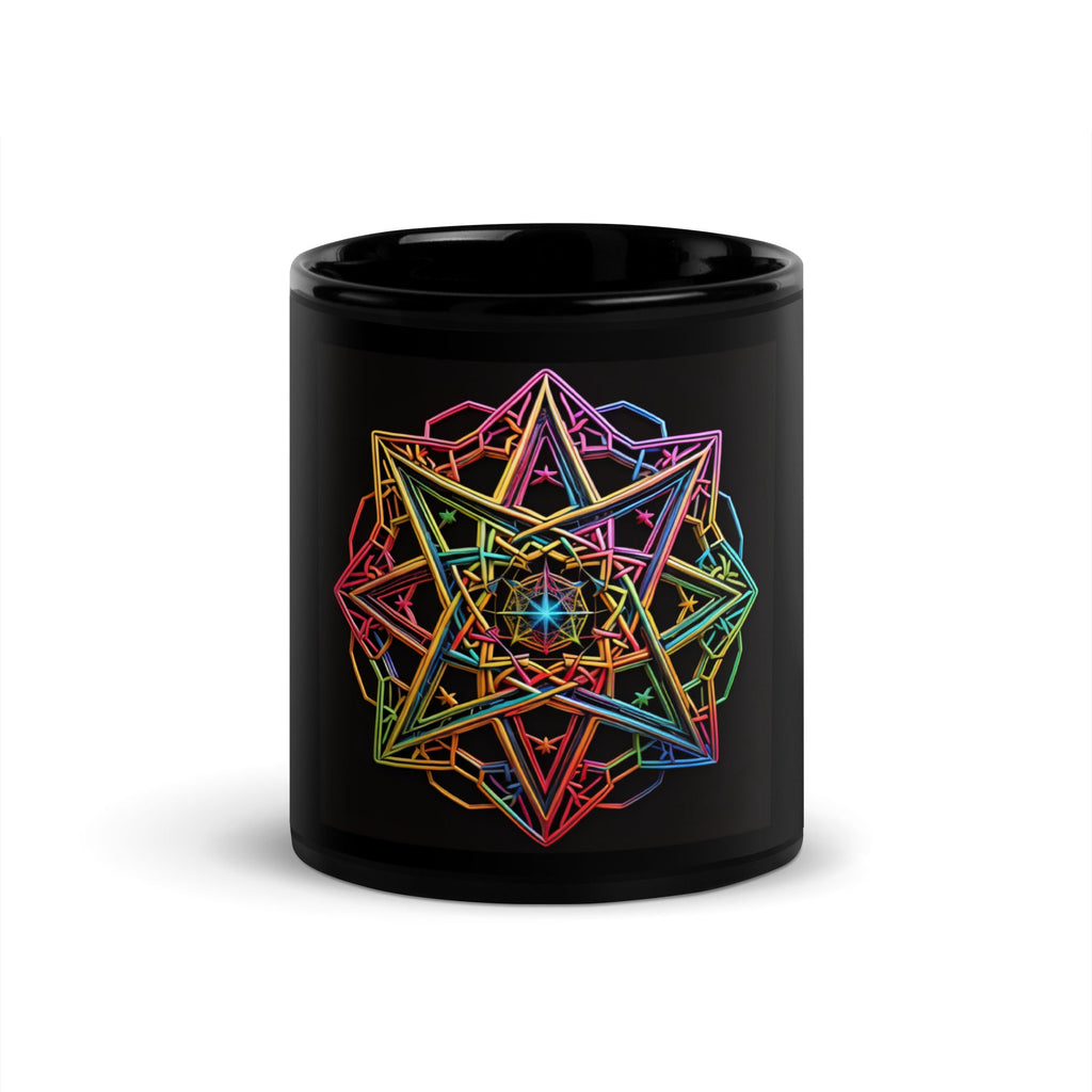 Futuristic Shine| Star of David | Black Glossy Mug
