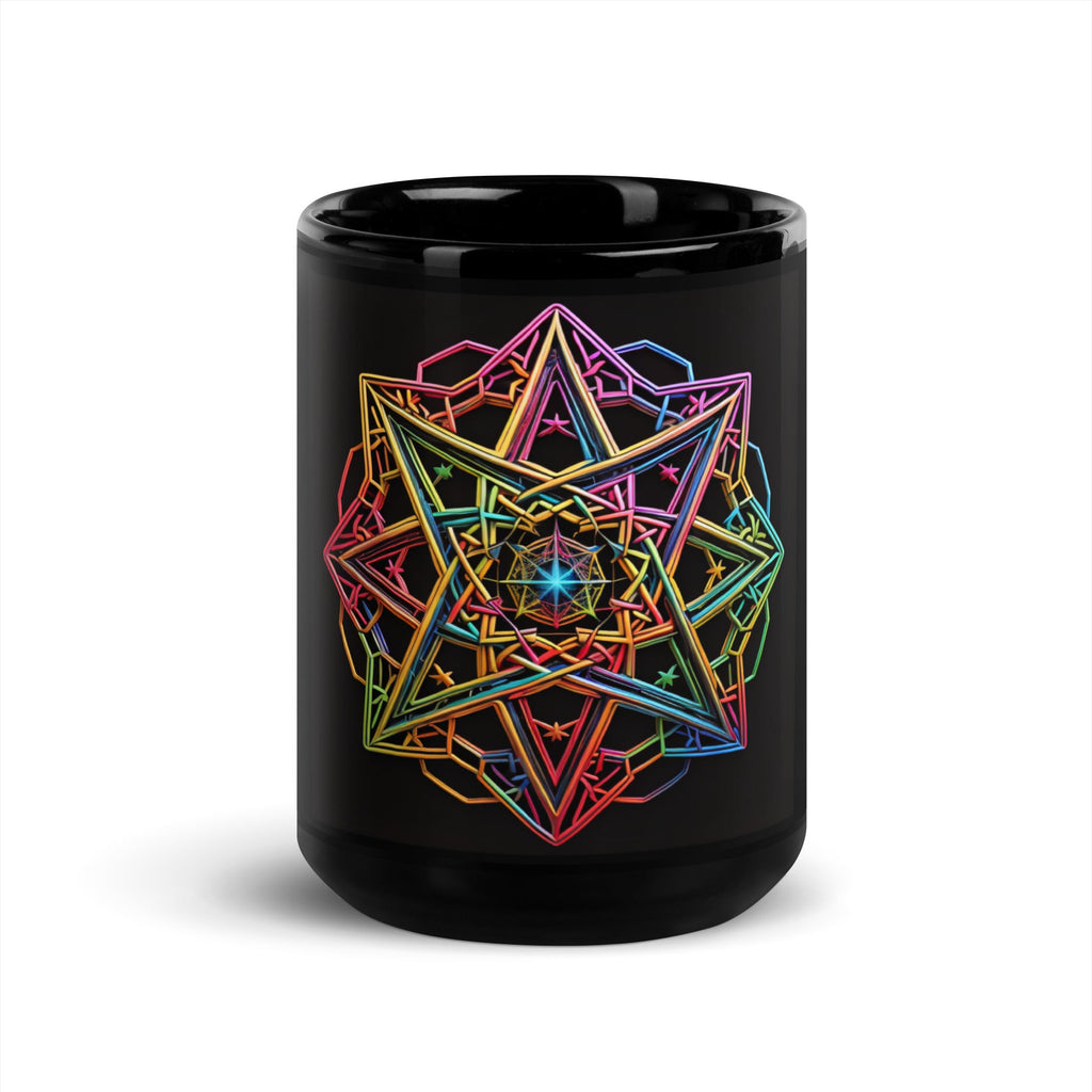 Futuristic Shine| Star of David | Black Glossy Mug