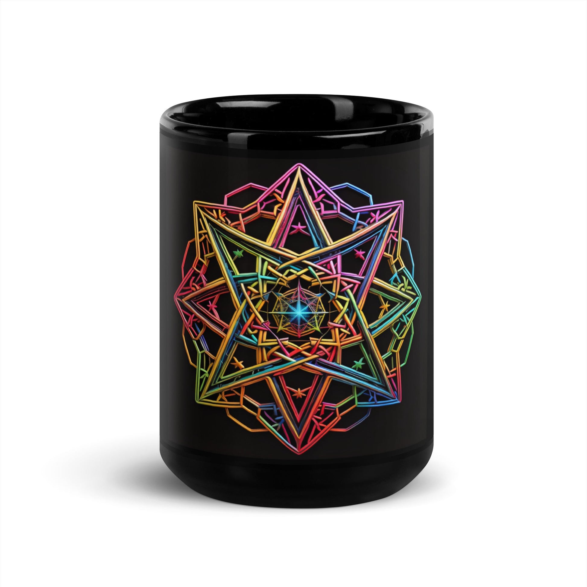 Futuristic Shine| Star of David | Black Glossy Mug