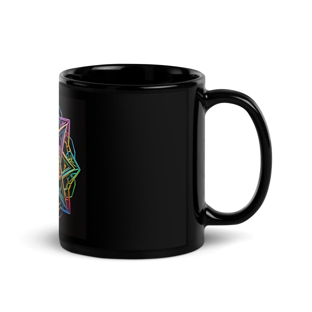 Futuristic Shine| Star of David | Black Glossy Mug