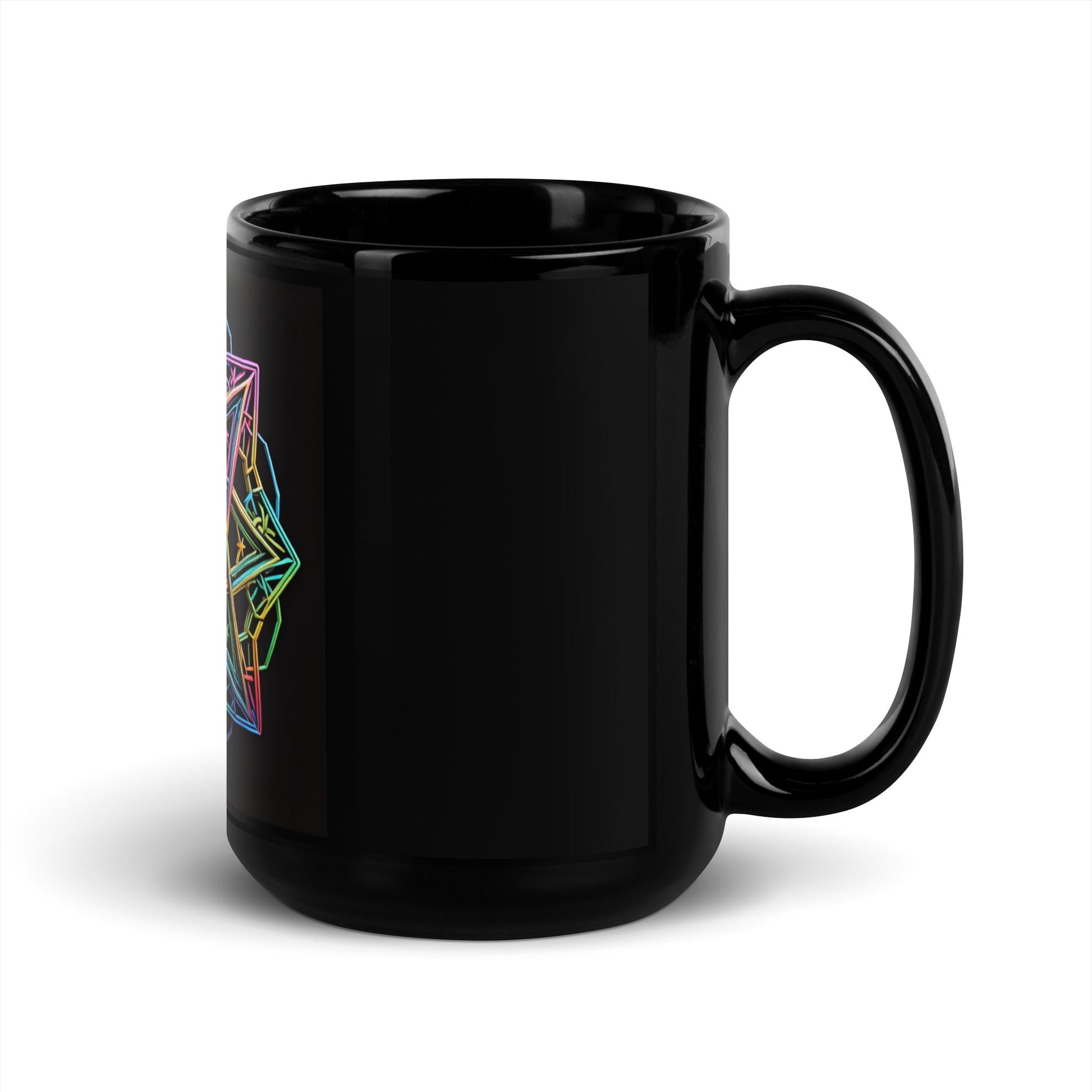 Futuristic Shine| Star of David | Black Glossy Mug