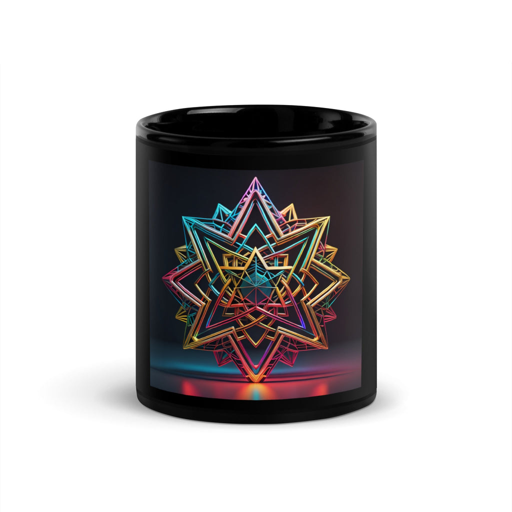 Futuristic Shine| Star of David | Black Glossy Mug