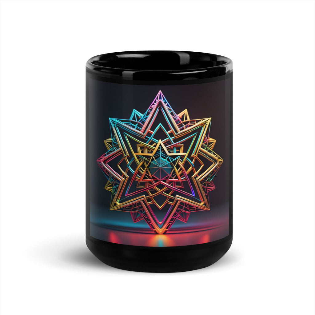 Futuristic Shine| Star of David | Black Glossy Mug