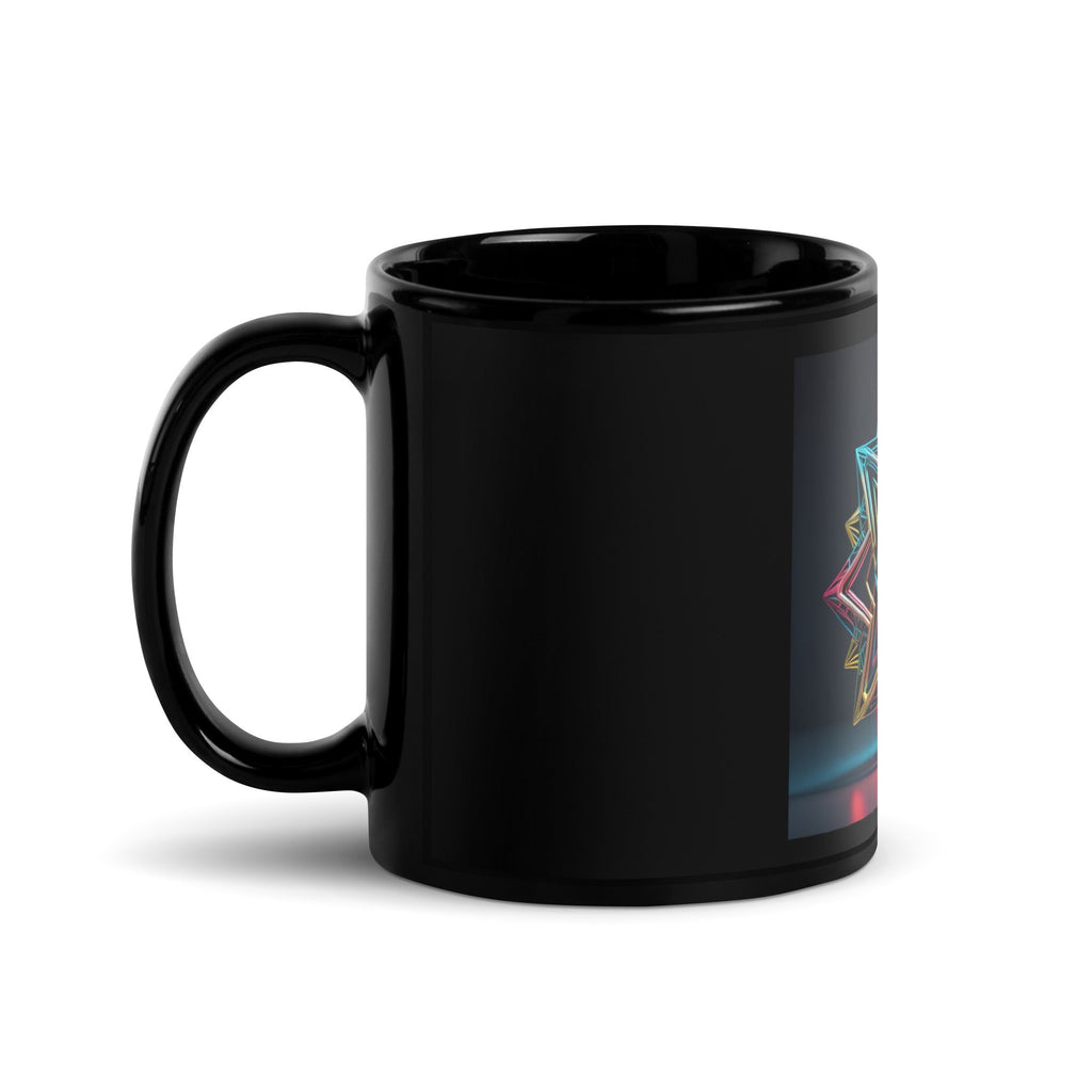 Futuristic Shine| Star of David | Black Glossy Mug