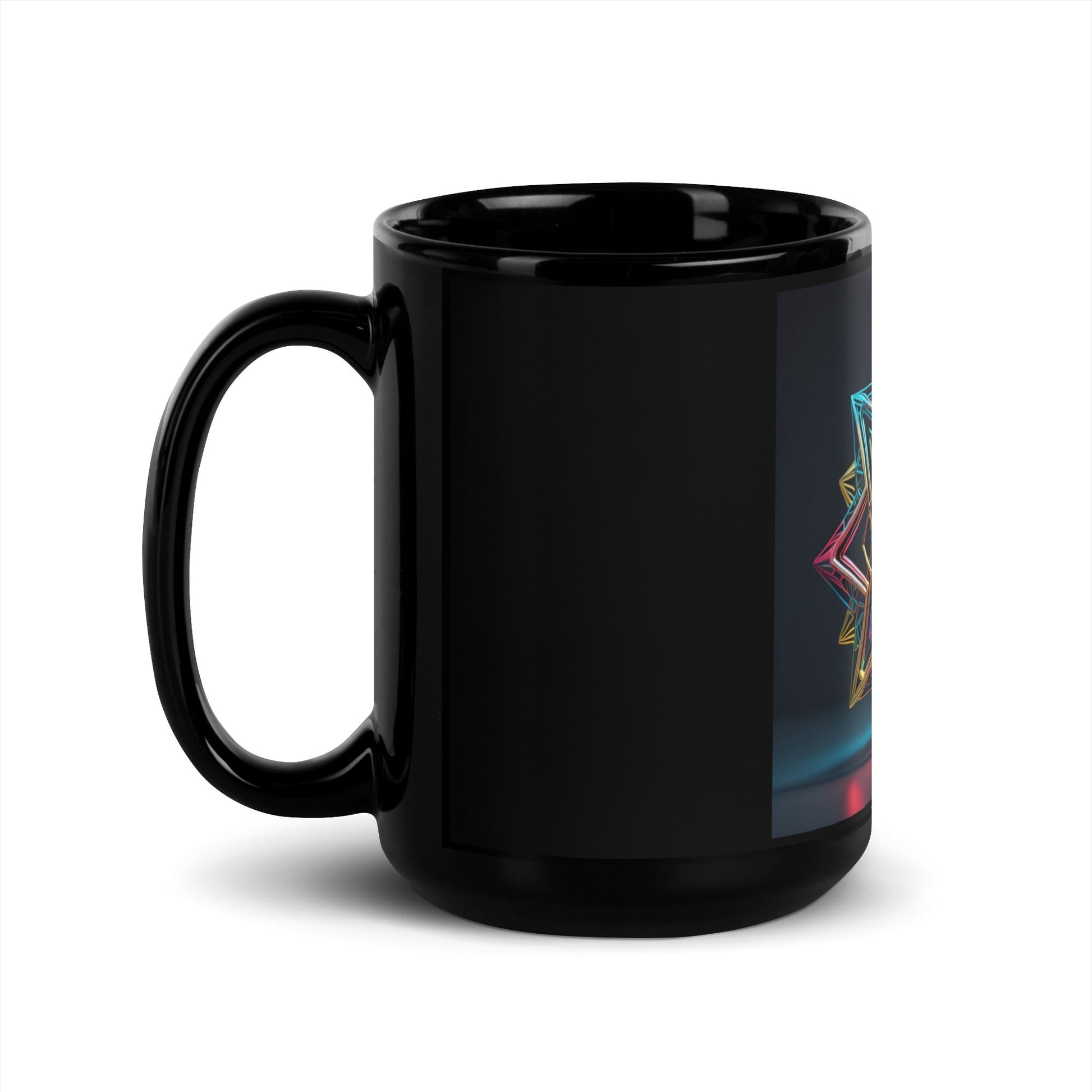 Futuristic Shine| Star of David | Black Glossy Mug