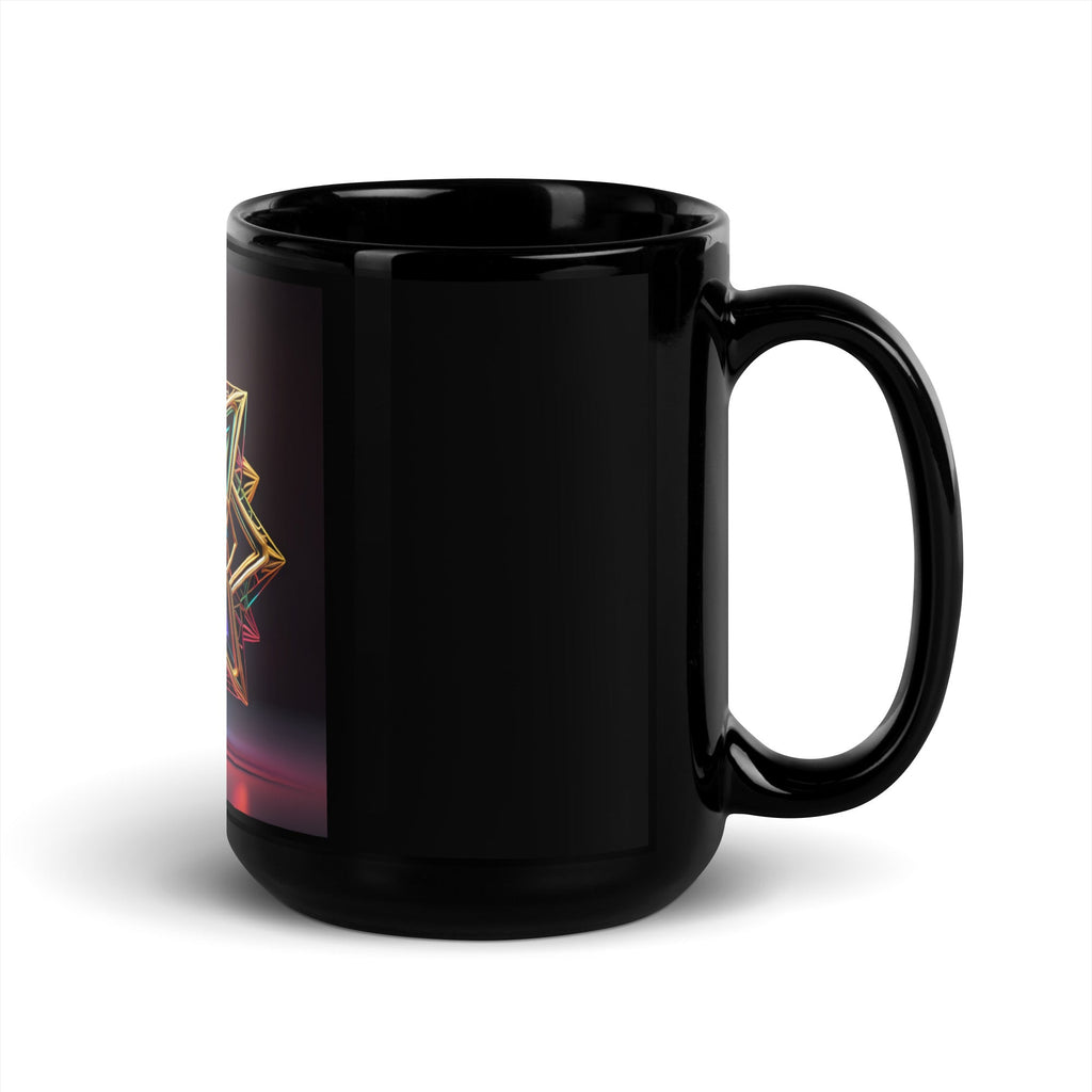 Futuristic Shine| Star of David | Black Glossy Mug
