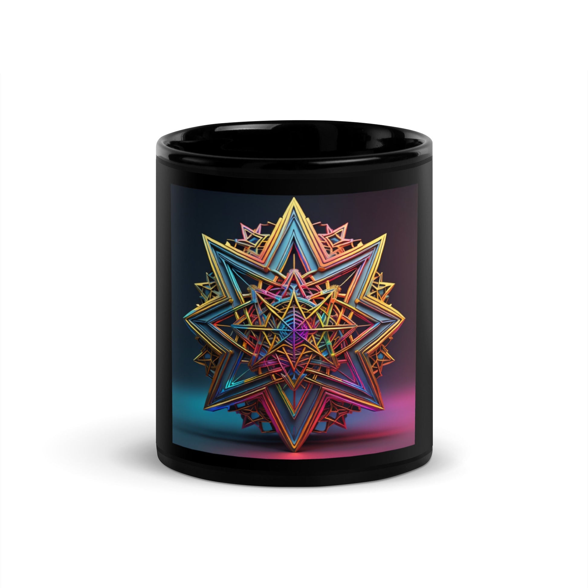 Futuristic Shine| Star of David | Black Glossy Mug