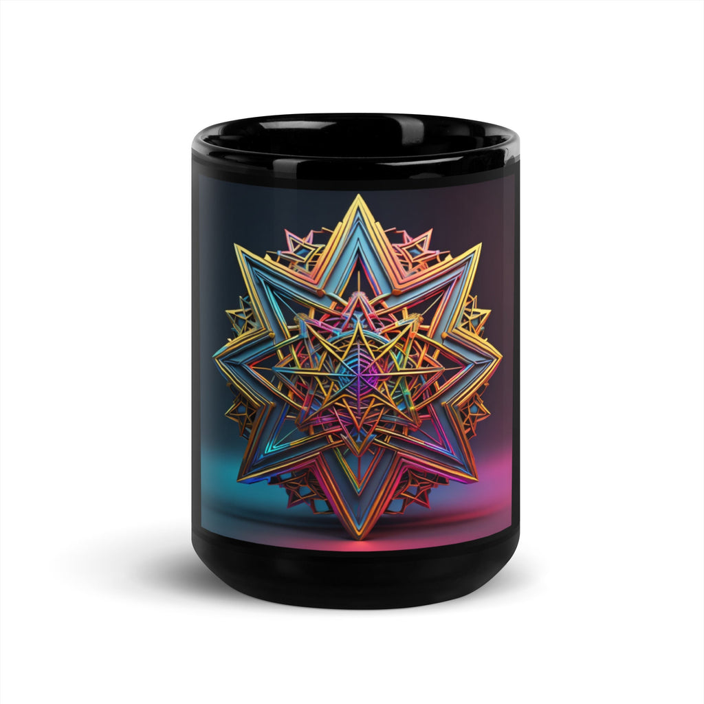 Futuristic Shine| Star of David | Black Glossy Mug