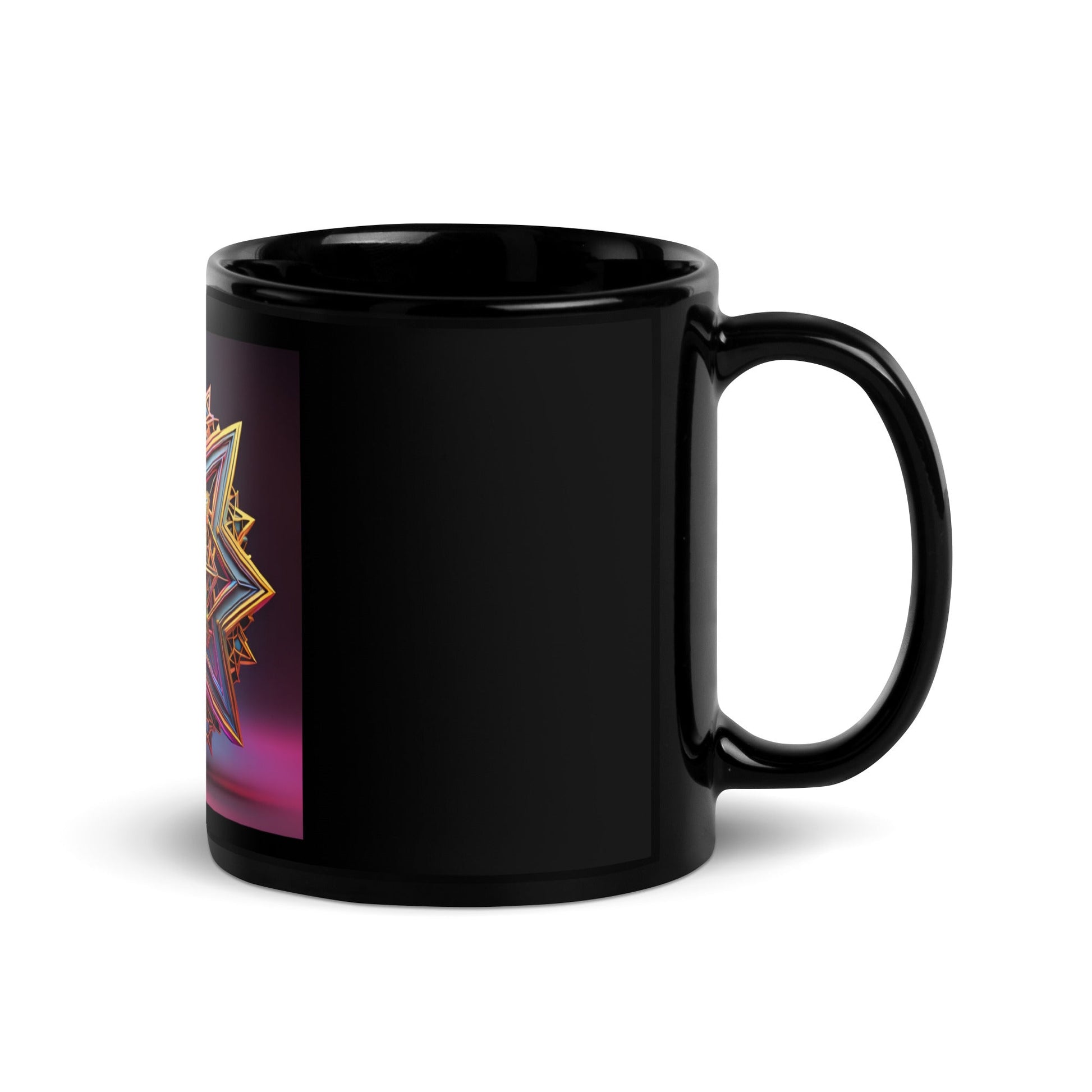 Futuristic Shine| Star of David | Black Glossy Mug