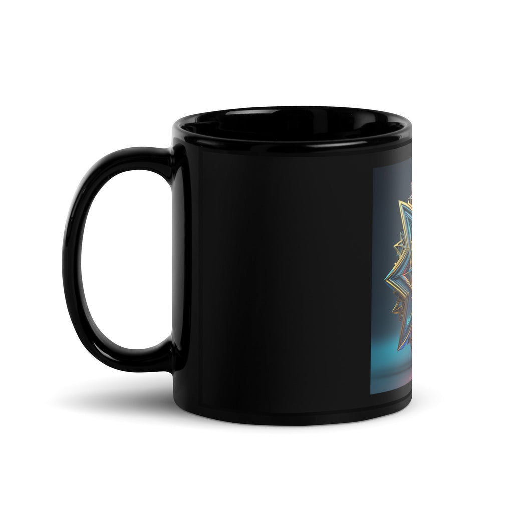 Futuristic Shine| Star of David | Black Glossy Mug