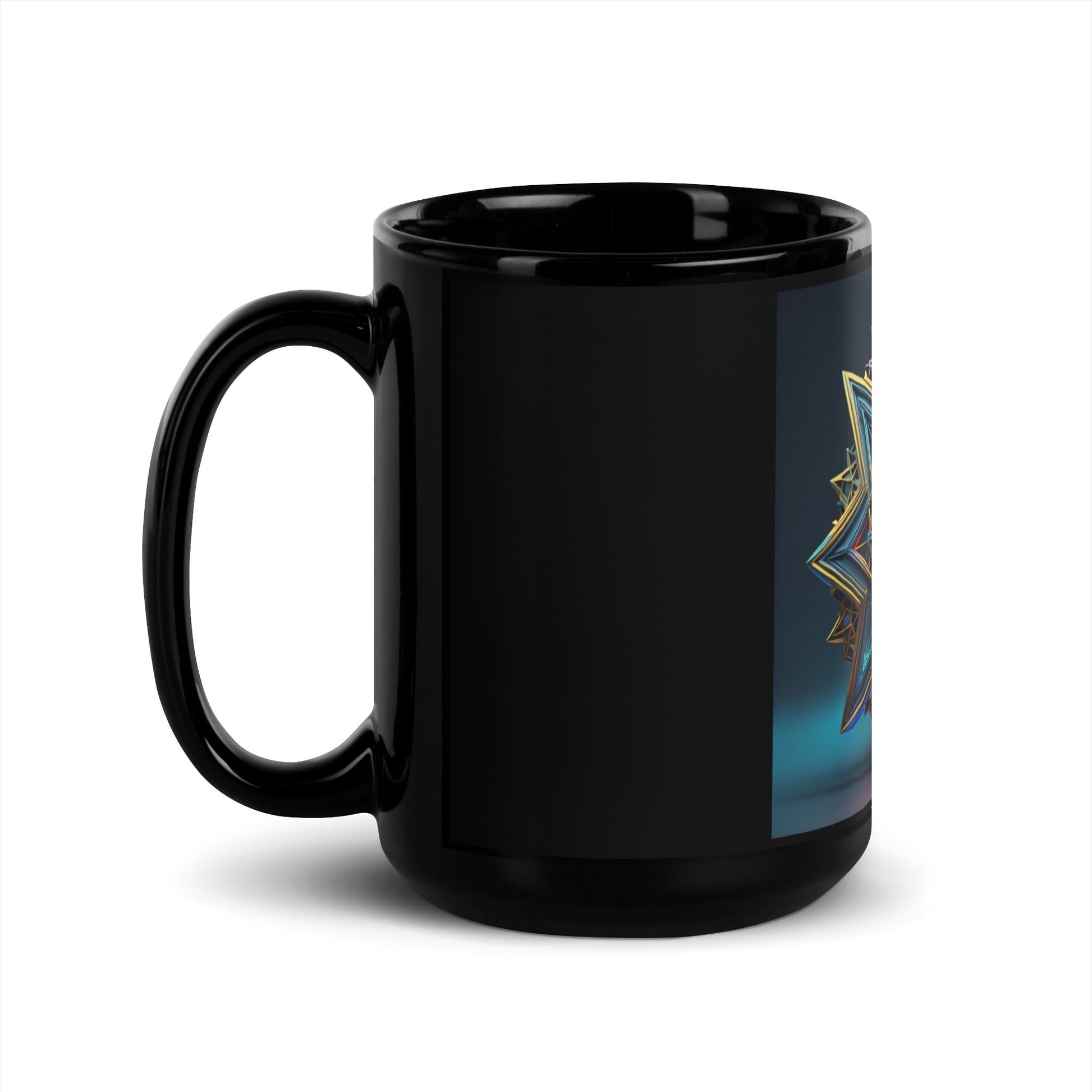 Futuristic Shine| Star of David | Black Glossy Mug