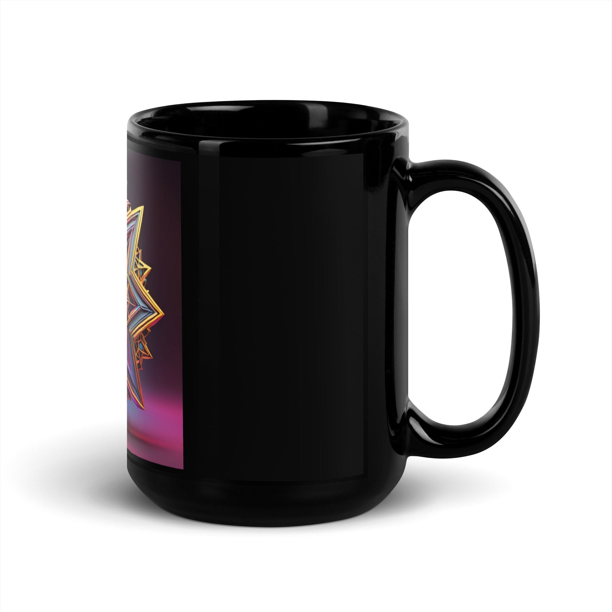 Futuristic Shine| Star of David | Black Glossy Mug