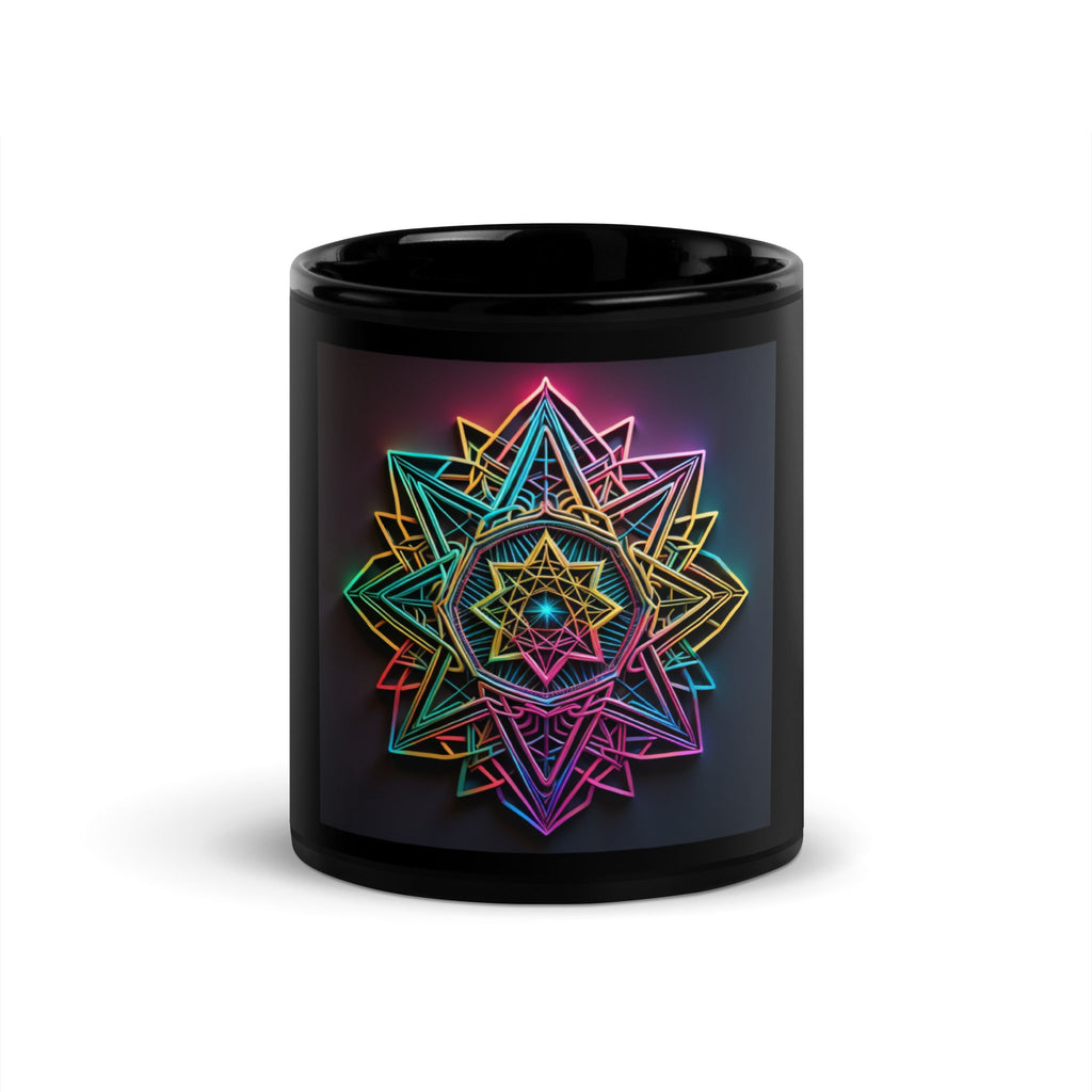 Futuristic Shine| Star of David | Black Glossy Mug