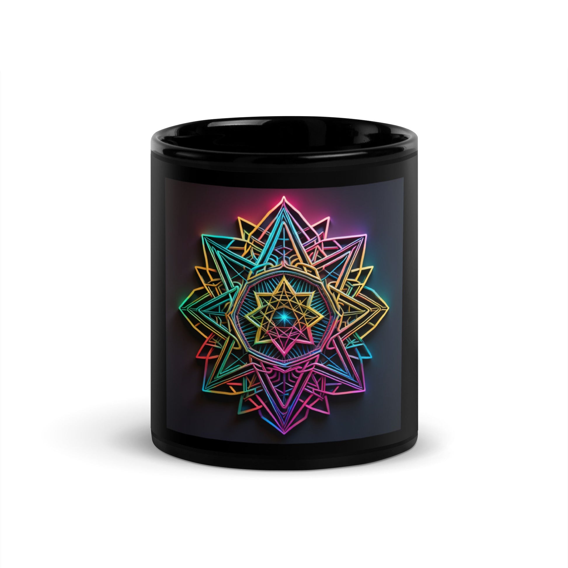 Futuristic Shine| Star of David | Black Glossy Mug