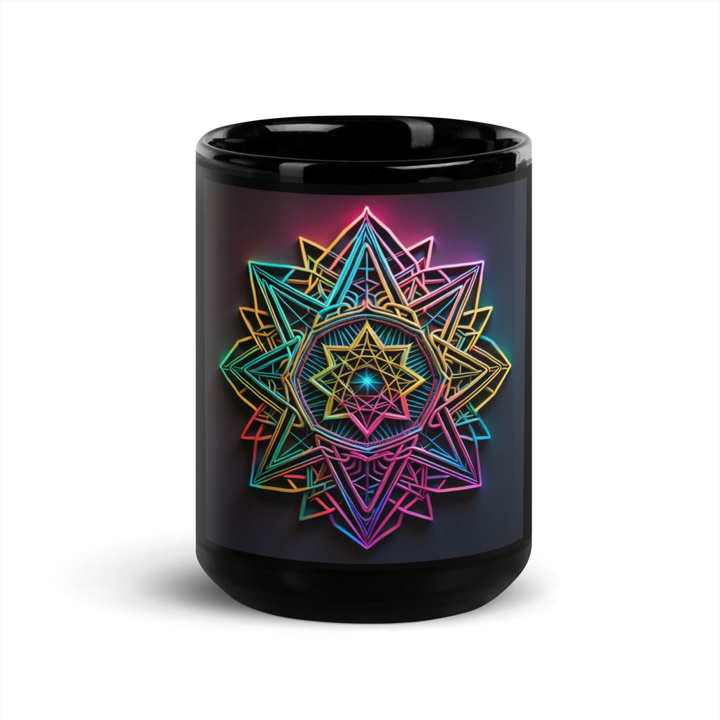 Futuristic Shine| Star of David | Black Glossy Mug