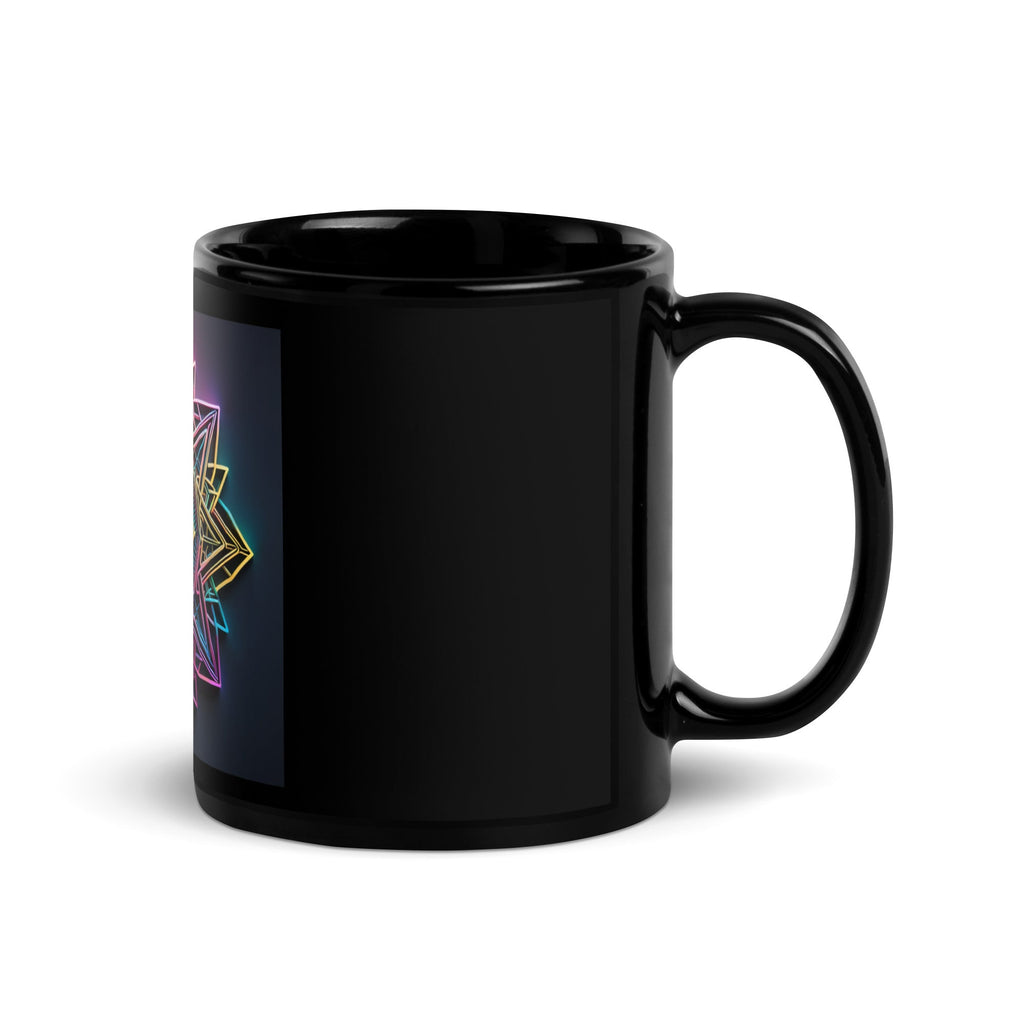 Futuristic Shine| Star of David | Black Glossy Mug