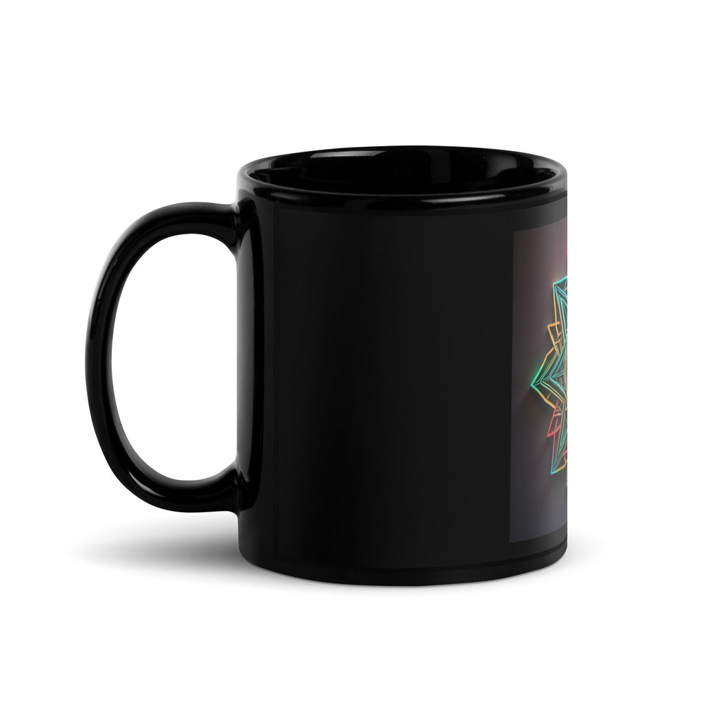 Futuristic Shine| Star of David | Black Glossy Mug