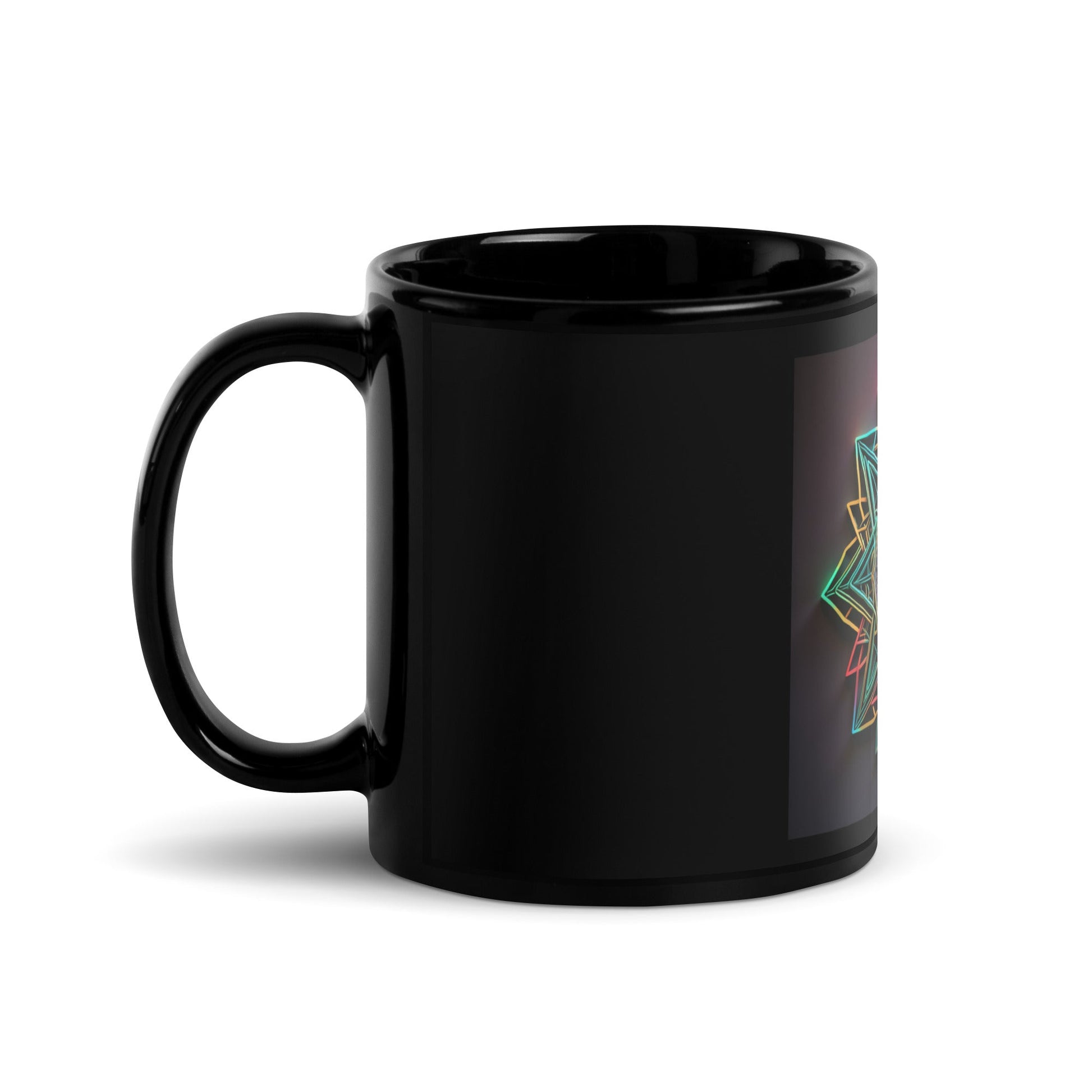 Futuristic Shine| Star of David | Black Glossy Mug