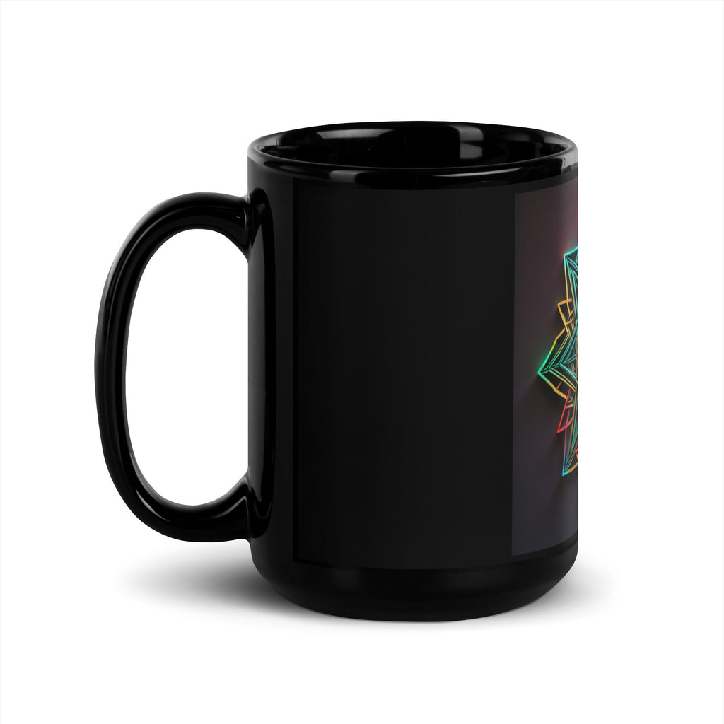 Futuristic Shine| Star of David | Black Glossy Mug