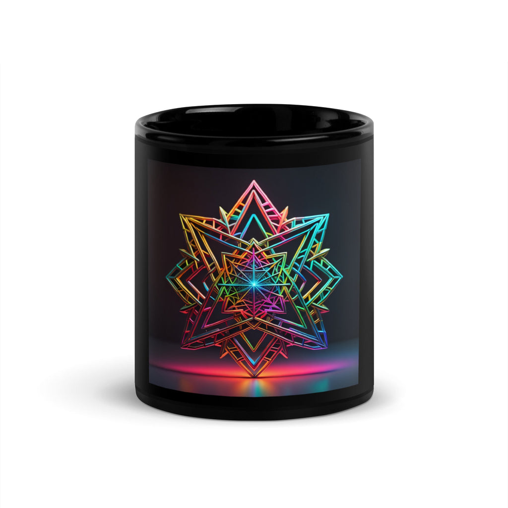 Futuristic Shine| Star of David | Black Glossy Mug