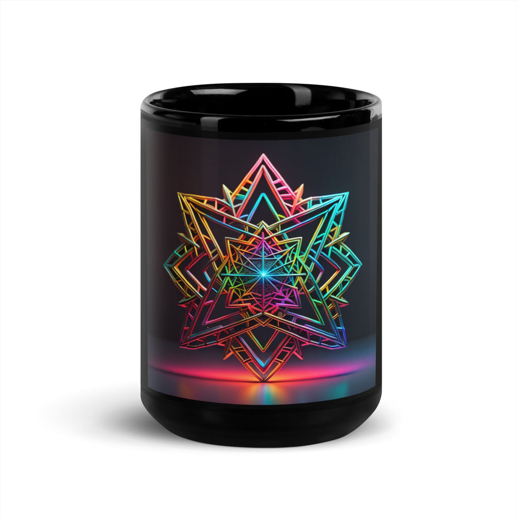 Futuristic Shine| Star of David | Black Glossy Mug