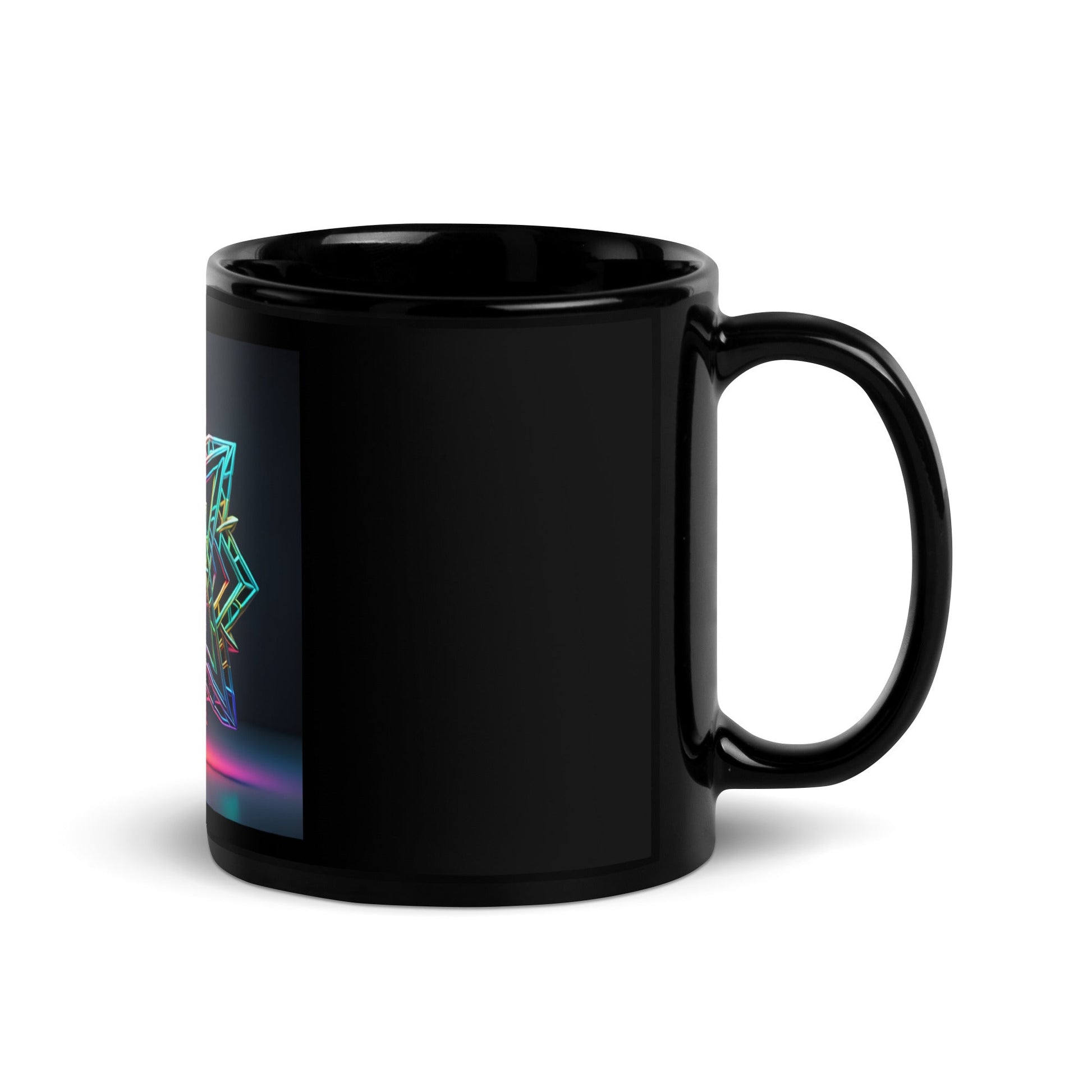 Futuristic Shine| Star of David | Black Glossy Mug
