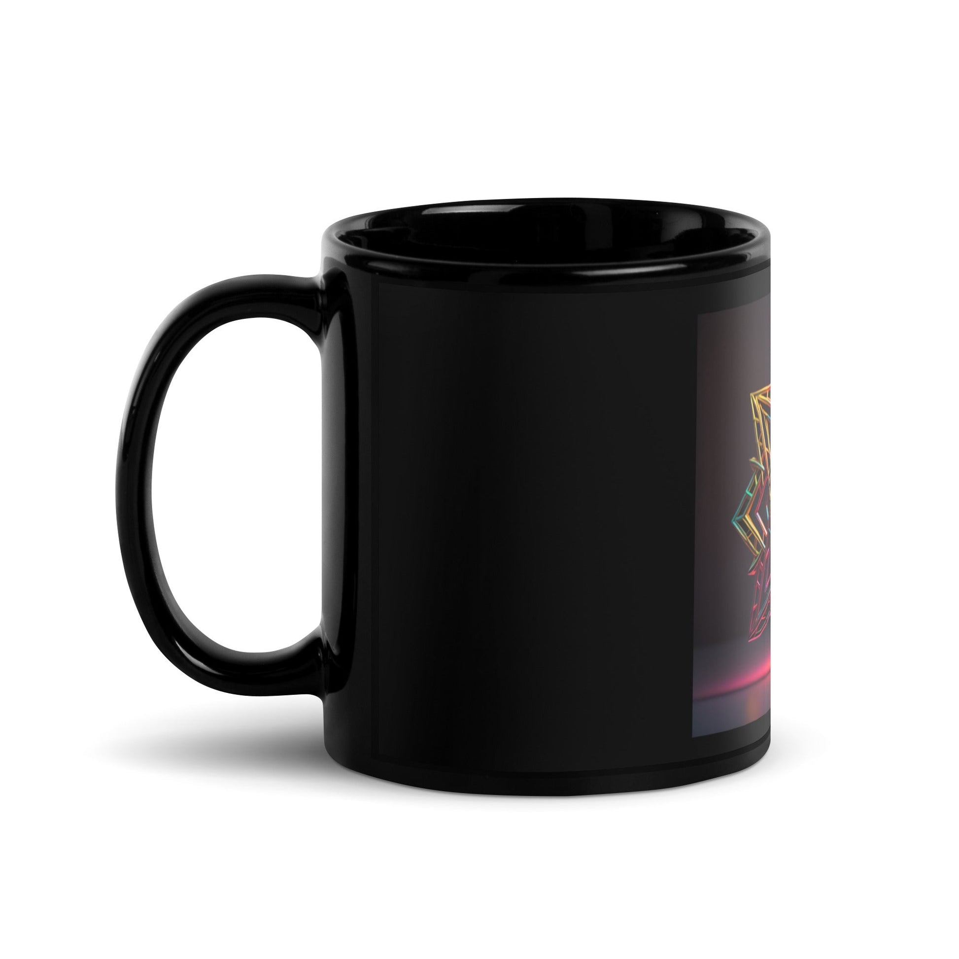 Futuristic Shine| Star of David | Black Glossy Mug