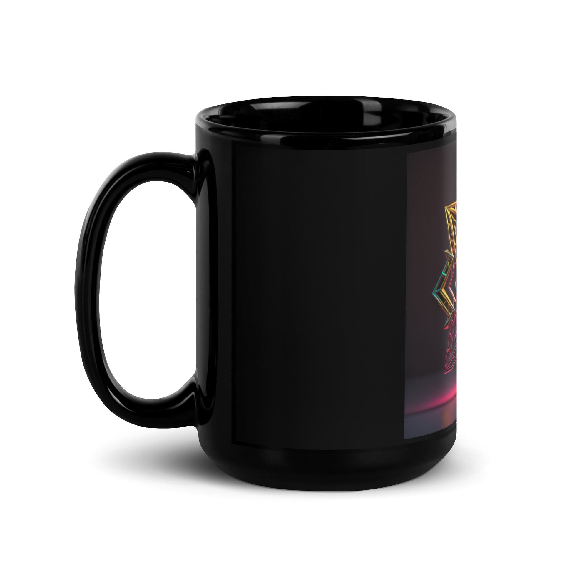 Futuristic Shine| Star of David | Black Glossy Mug