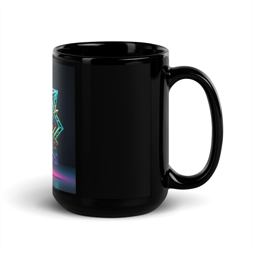 Futuristic Shine| Star of David | Black Glossy Mug