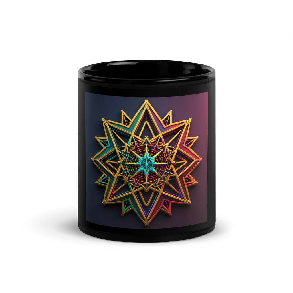 Futuristic Shine| Star of David | Black Glossy Mug