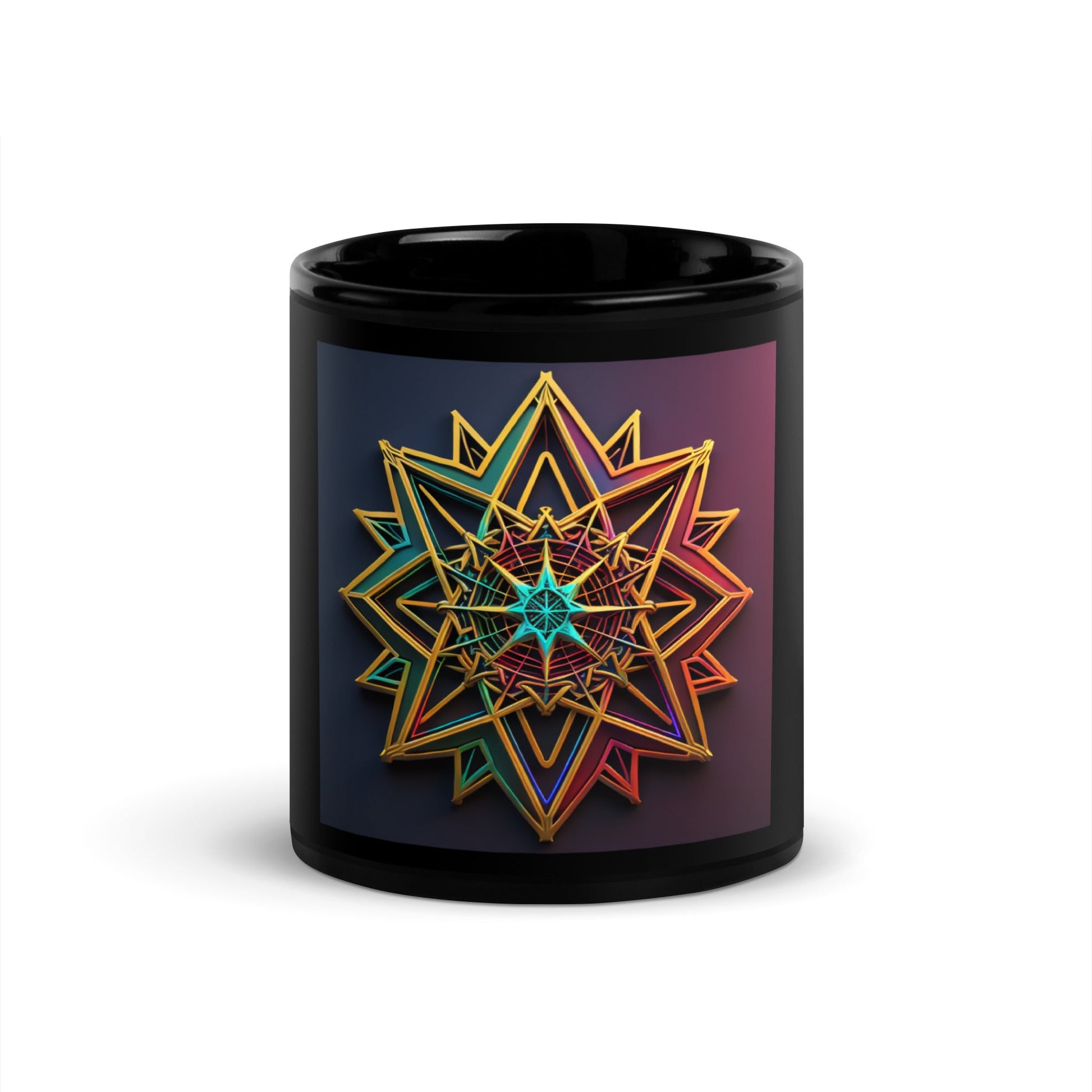 Futuristic Shine| Star of David | Black Glossy Mug