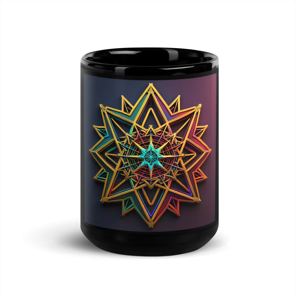 Futuristic Shine| Star of David | Black Glossy Mug